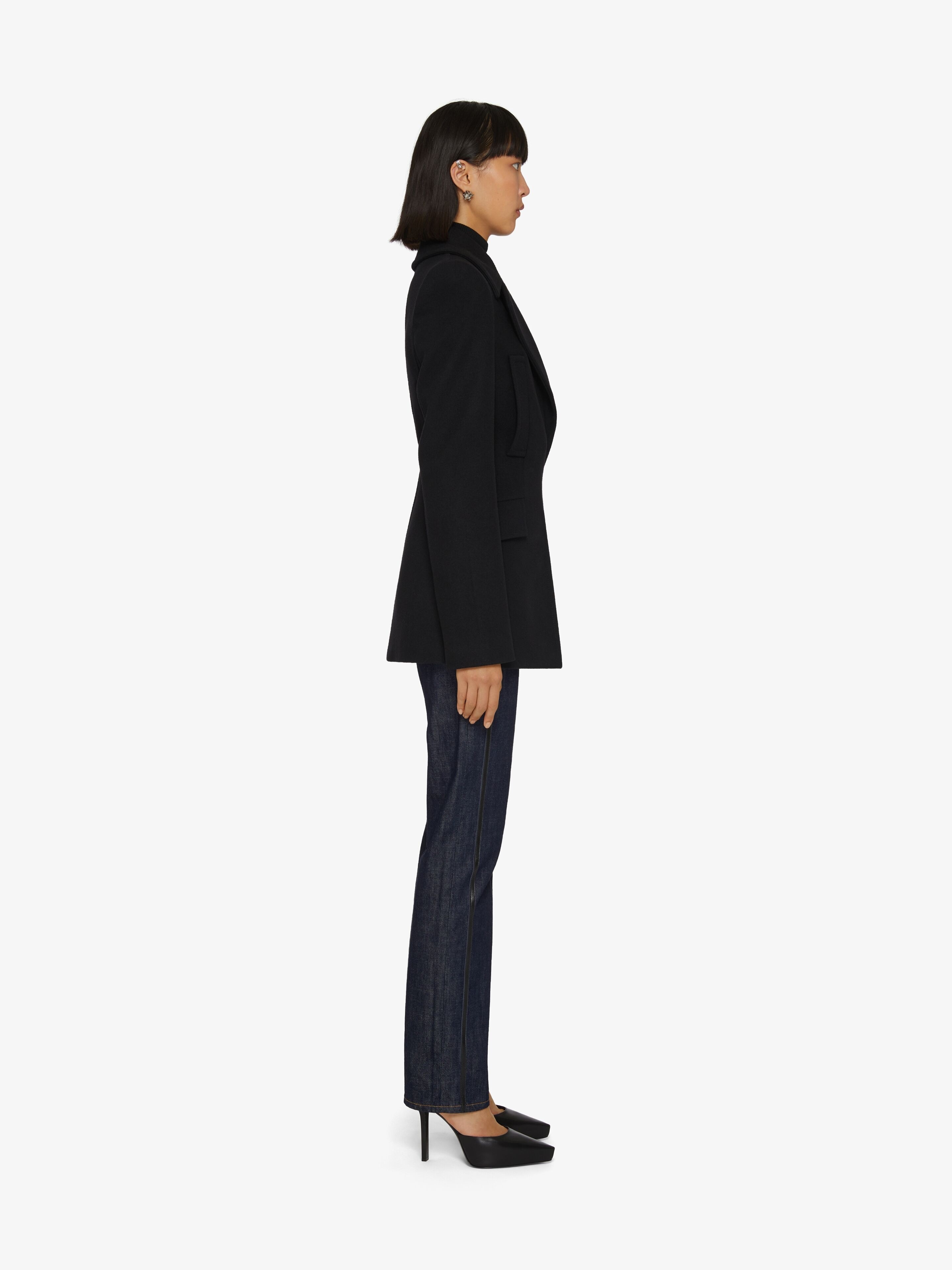 PEACOAT IN QUILTED WOOL WITH U-LOCK BUCKLE - 3