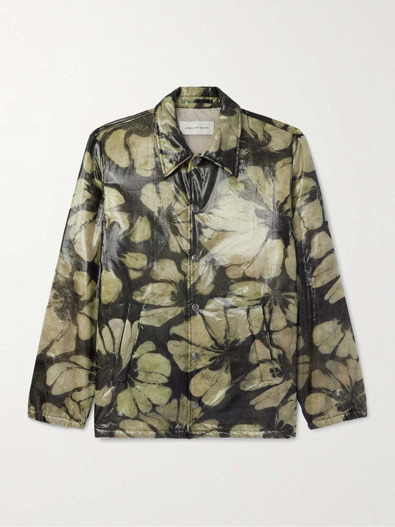 Padded Floral-Print Organza Coach Jacket - 1
