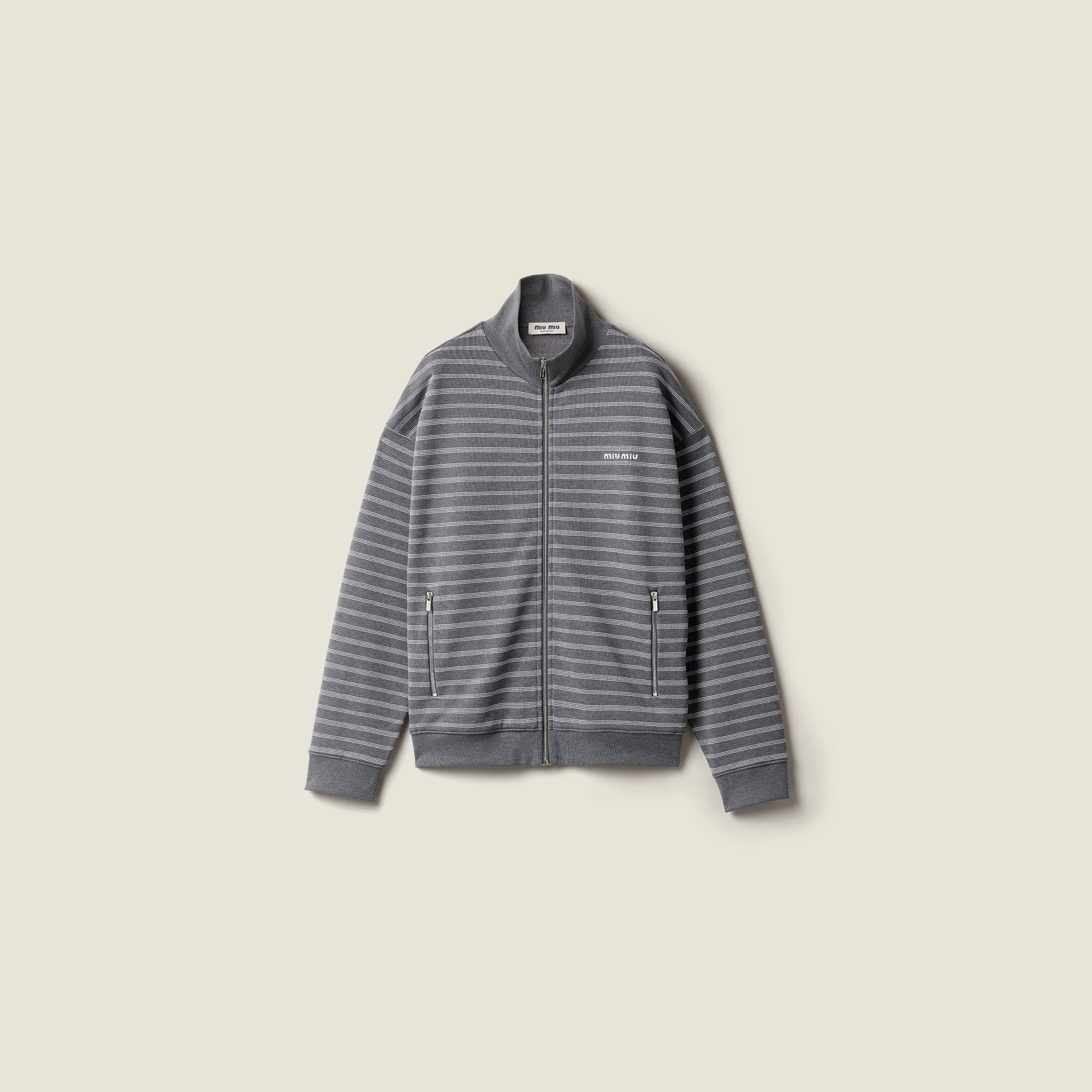 Striped cotton fleece jacket - 1