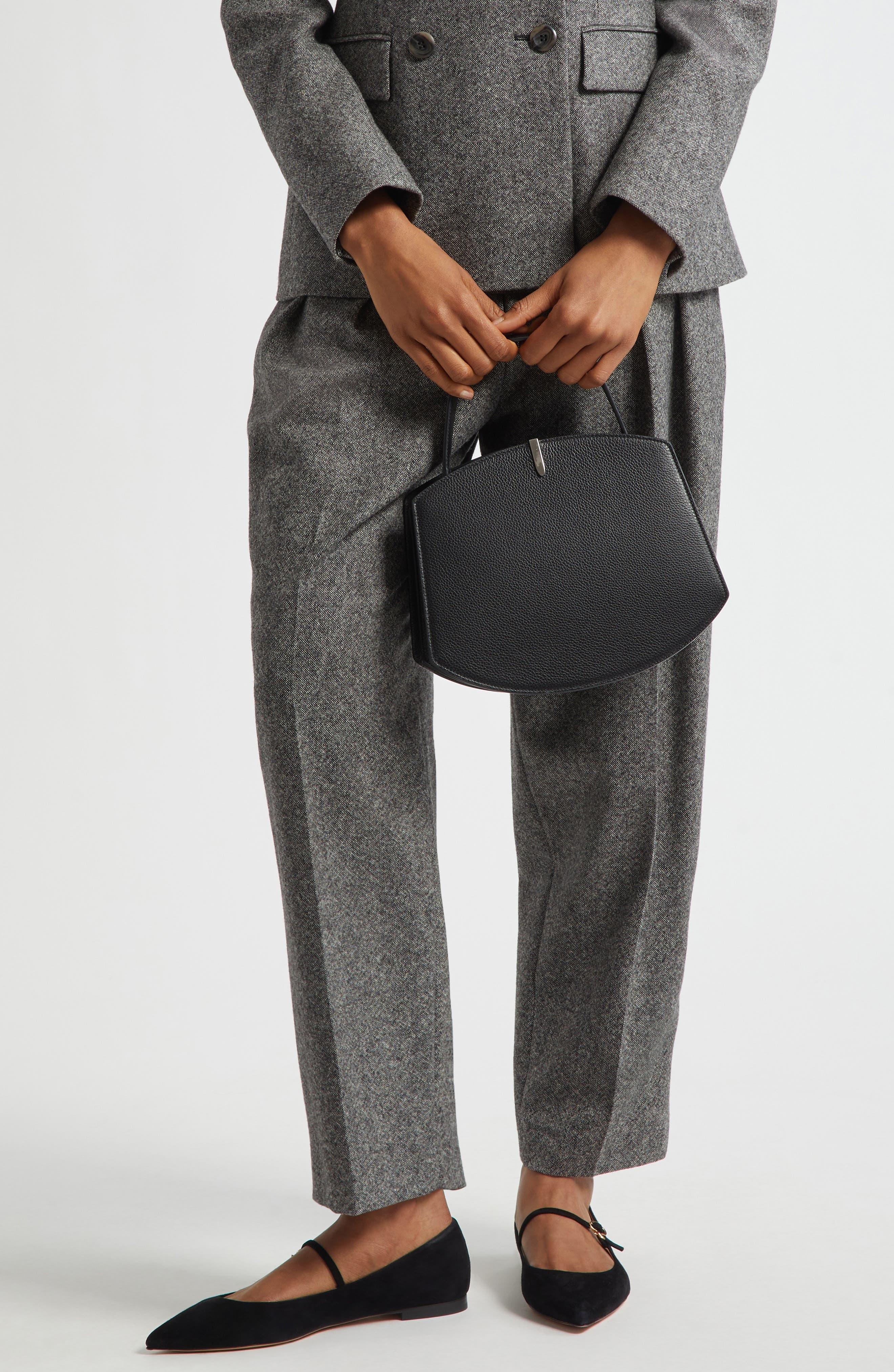 SAVETTE Florence 25 Leather Top Handle Bag in Black at Nordstrom - 3
