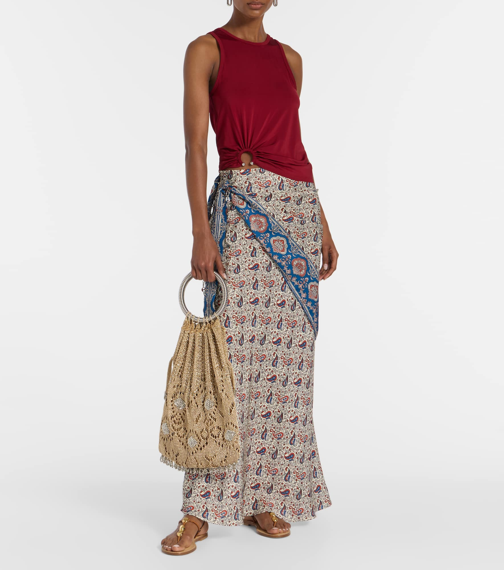 Beaded crochet lamé tote bag - 5