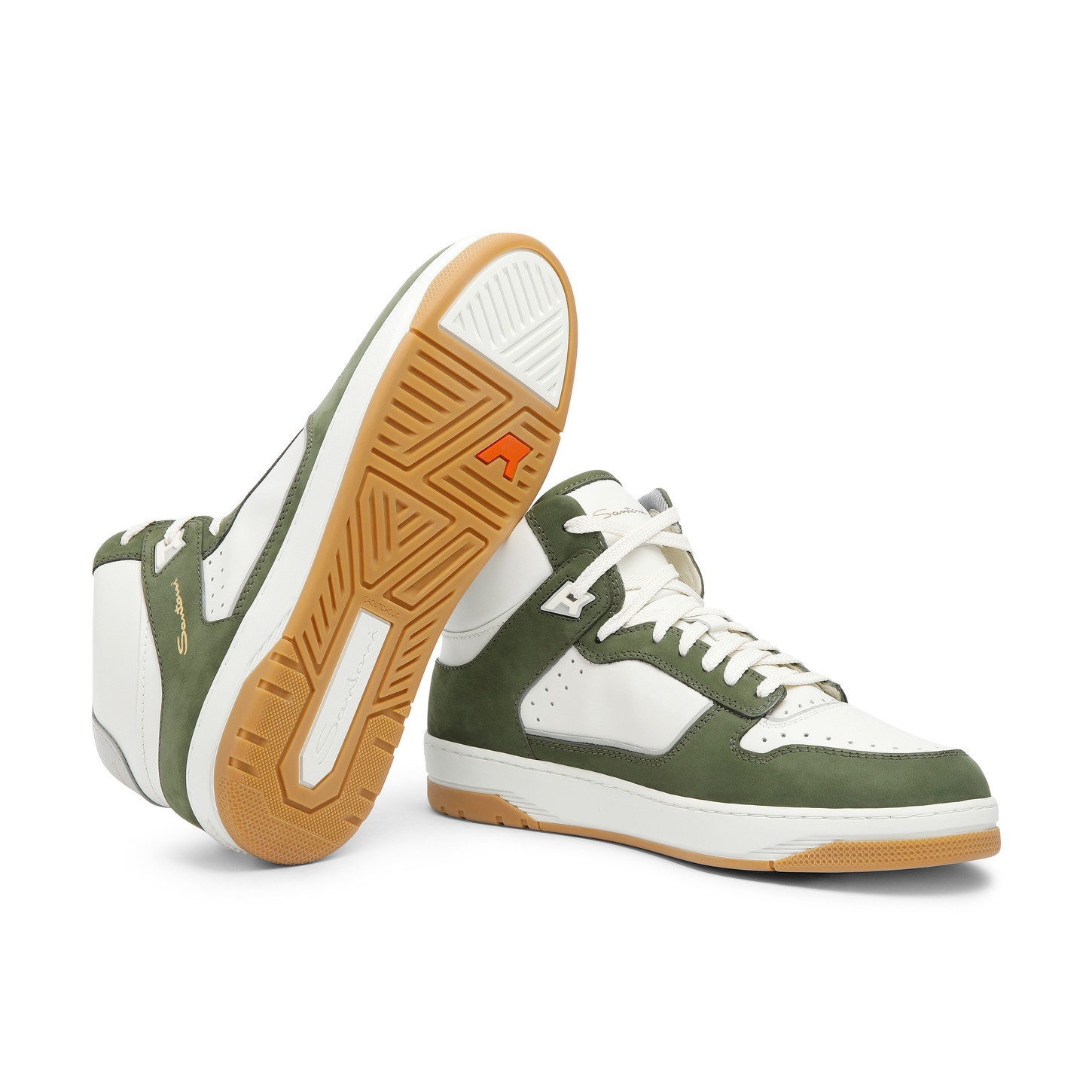 Men’s white and green leather and nubuck Sneak-Air sneaker - 4