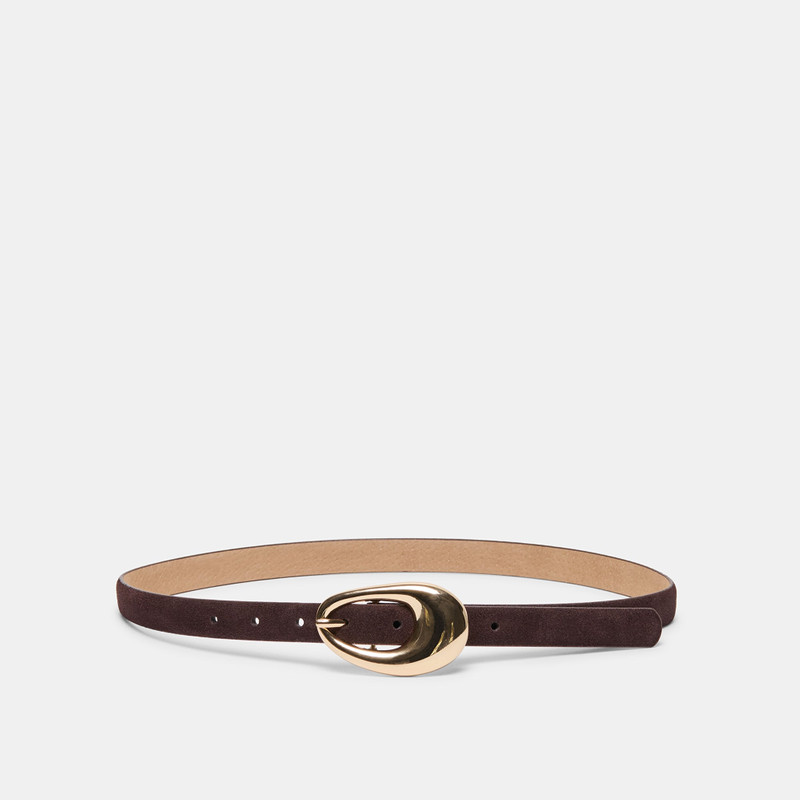 ORGANIC OVAL BUCKLE BELT MAHOGANY GOLD 1