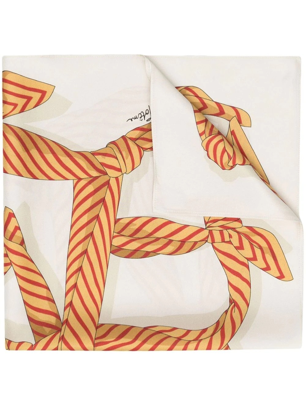 knotted monogram silk scarf - 1