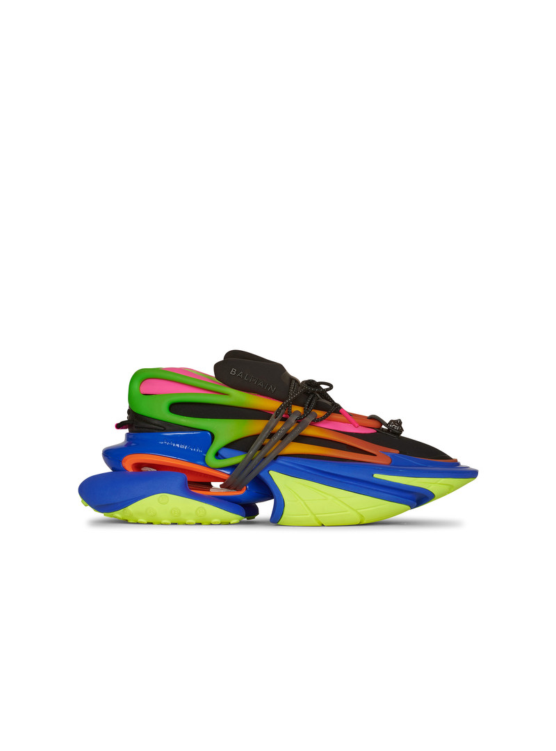 Multicolor neoprene and leather Unicorn low-top sneakers 1