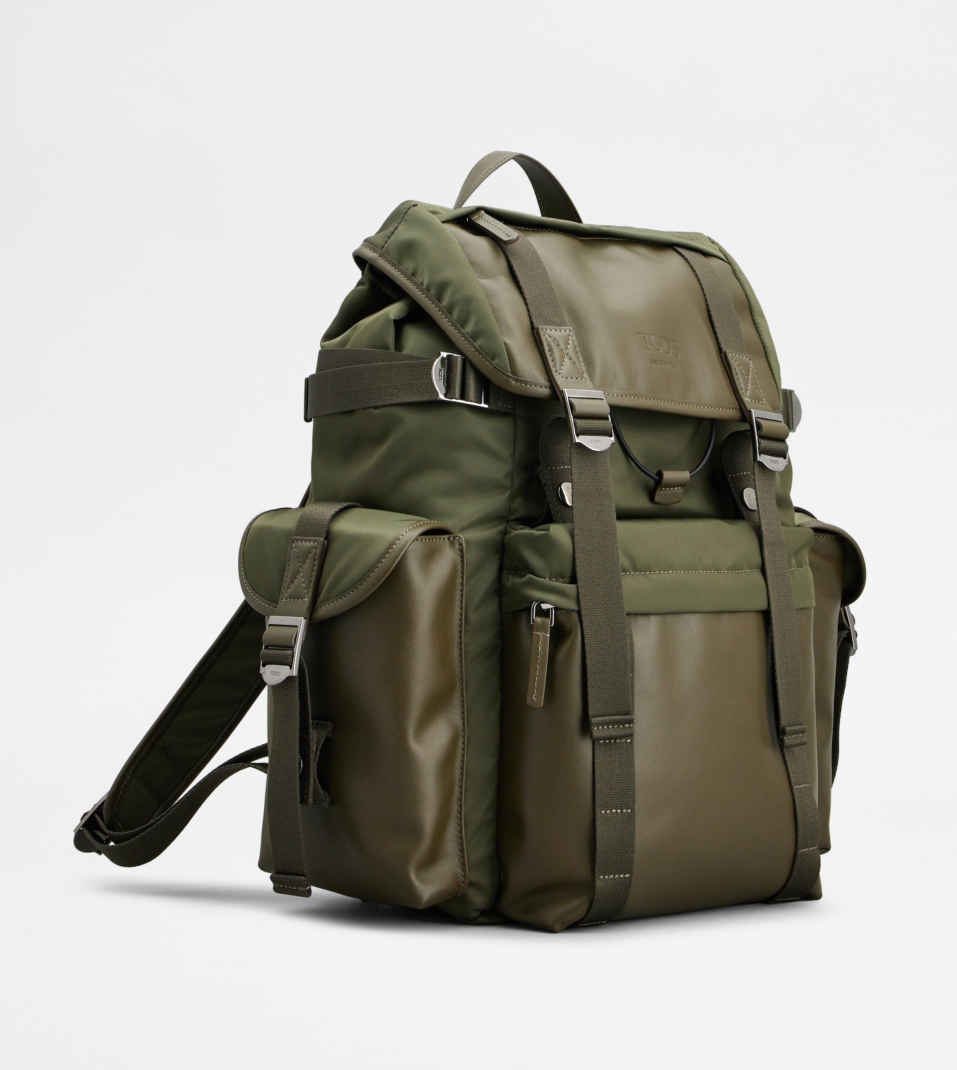 BACKPACK IN FABRIC AND LEATHER MEDIUM - GREEN - 2