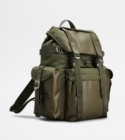 Tod's BACKPACK IN FABRIC AND LEATHER MEDIUM - GREEN outlook