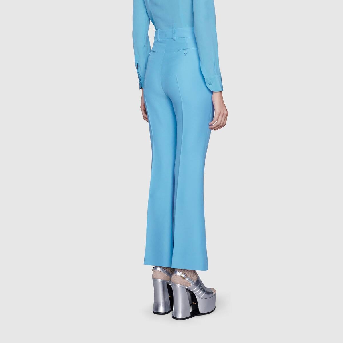 Wool silk cropped flare pant - 4
