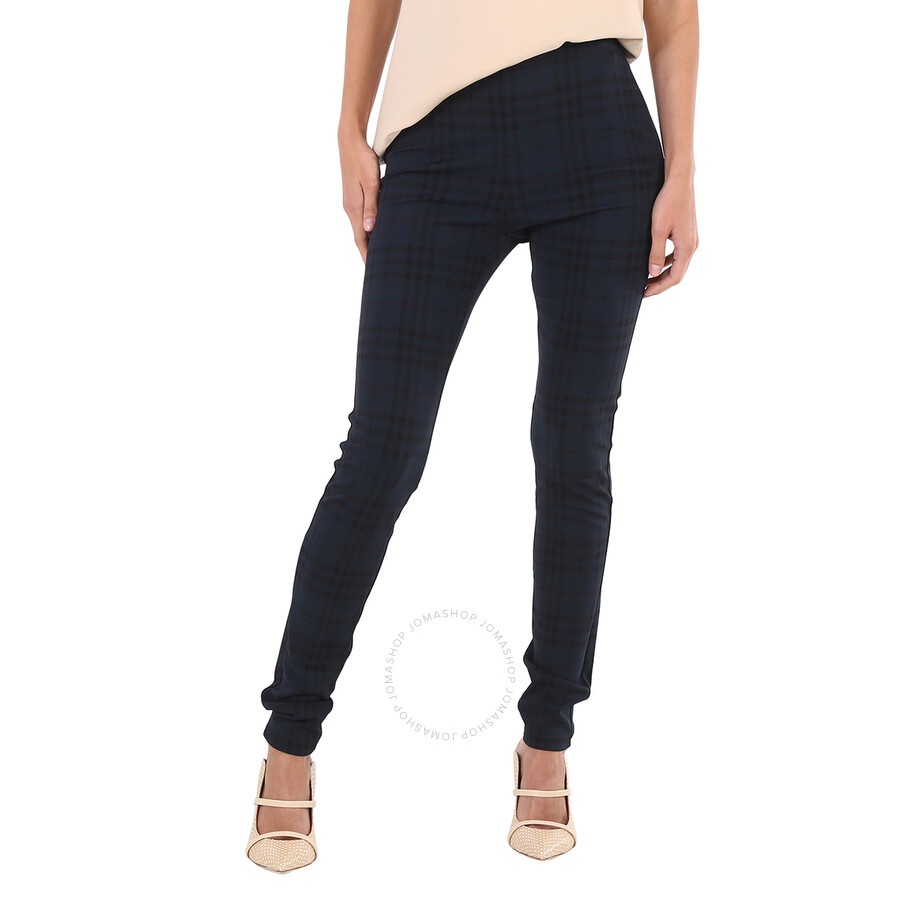 Burberry Midnight Navy Check Print Stretch Jersey Leggings - 3