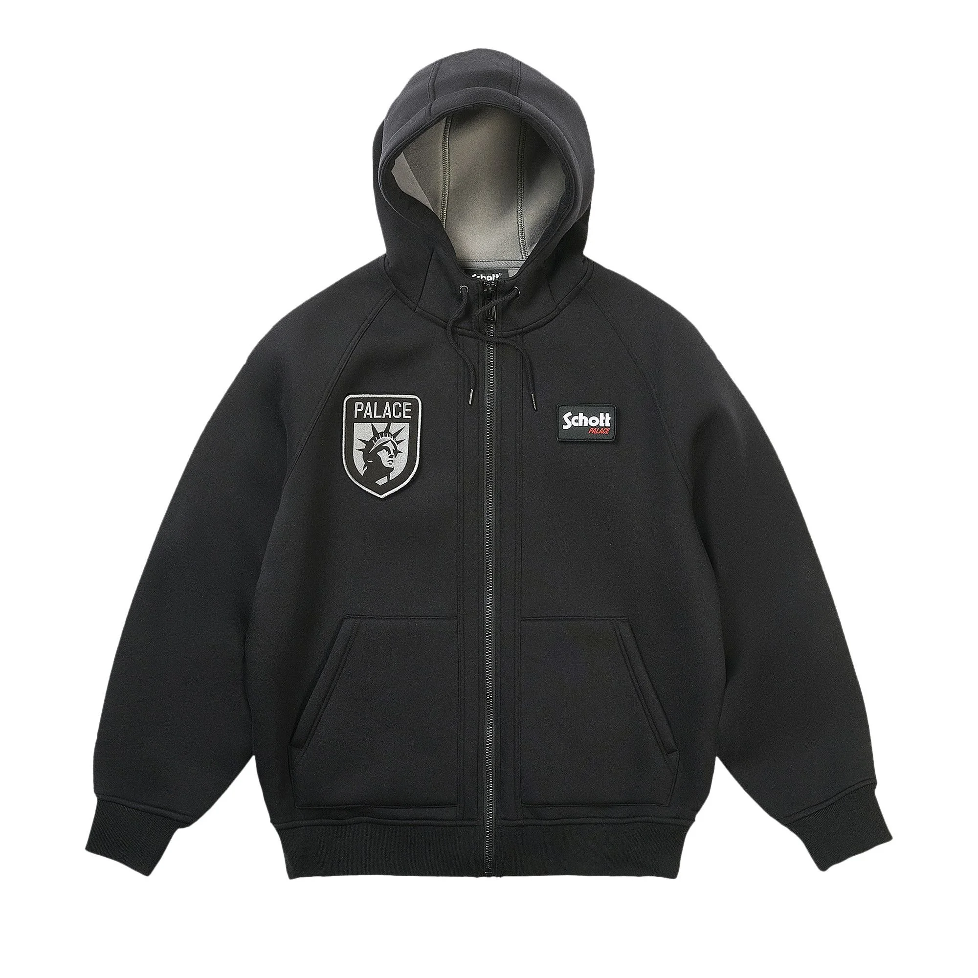 Palace x Schott Bonded Fleece Hood 'Black' - 1