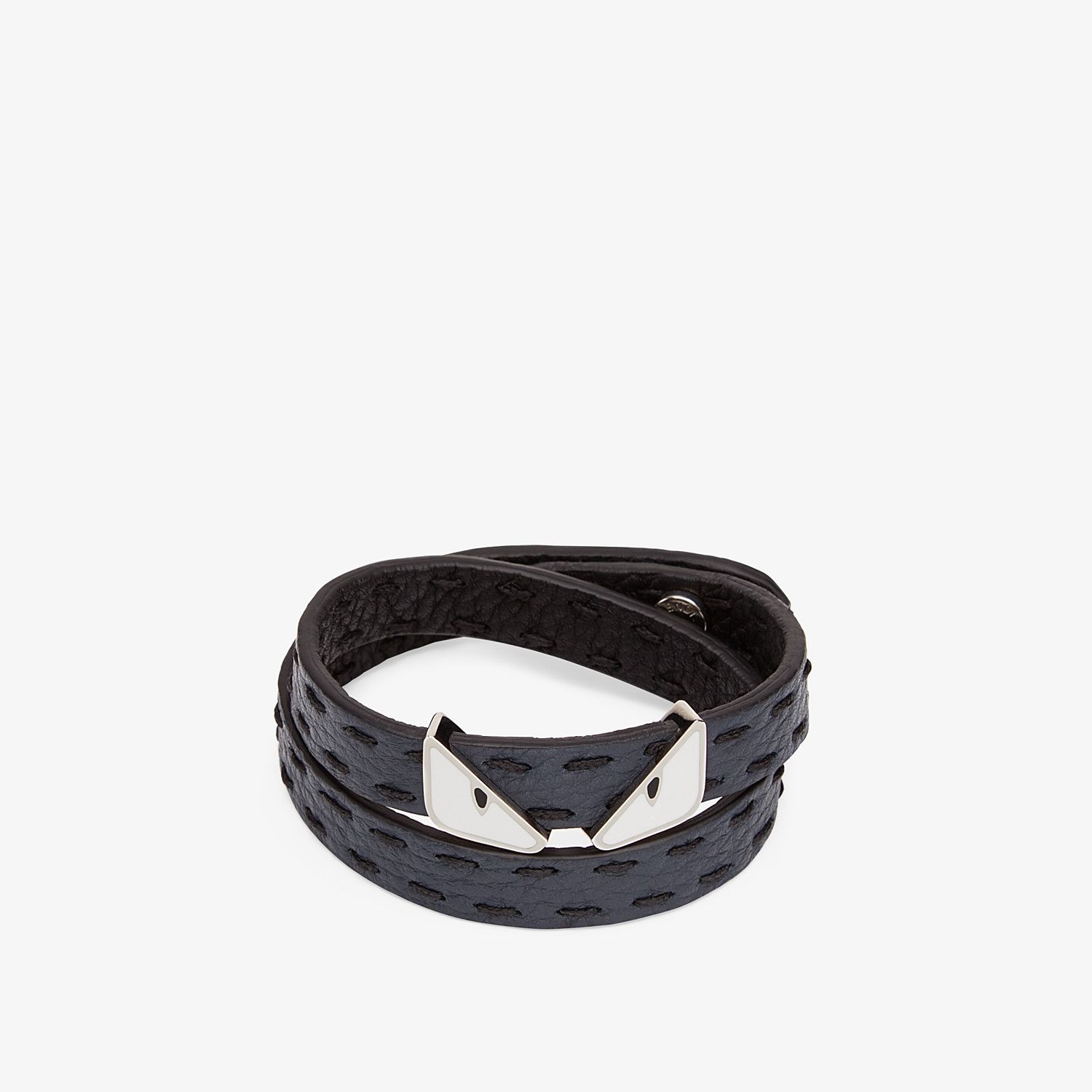 Black and blue leather bracelet - 2