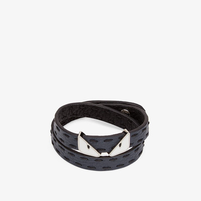 FENDI Black and blue leather bracelet outlook