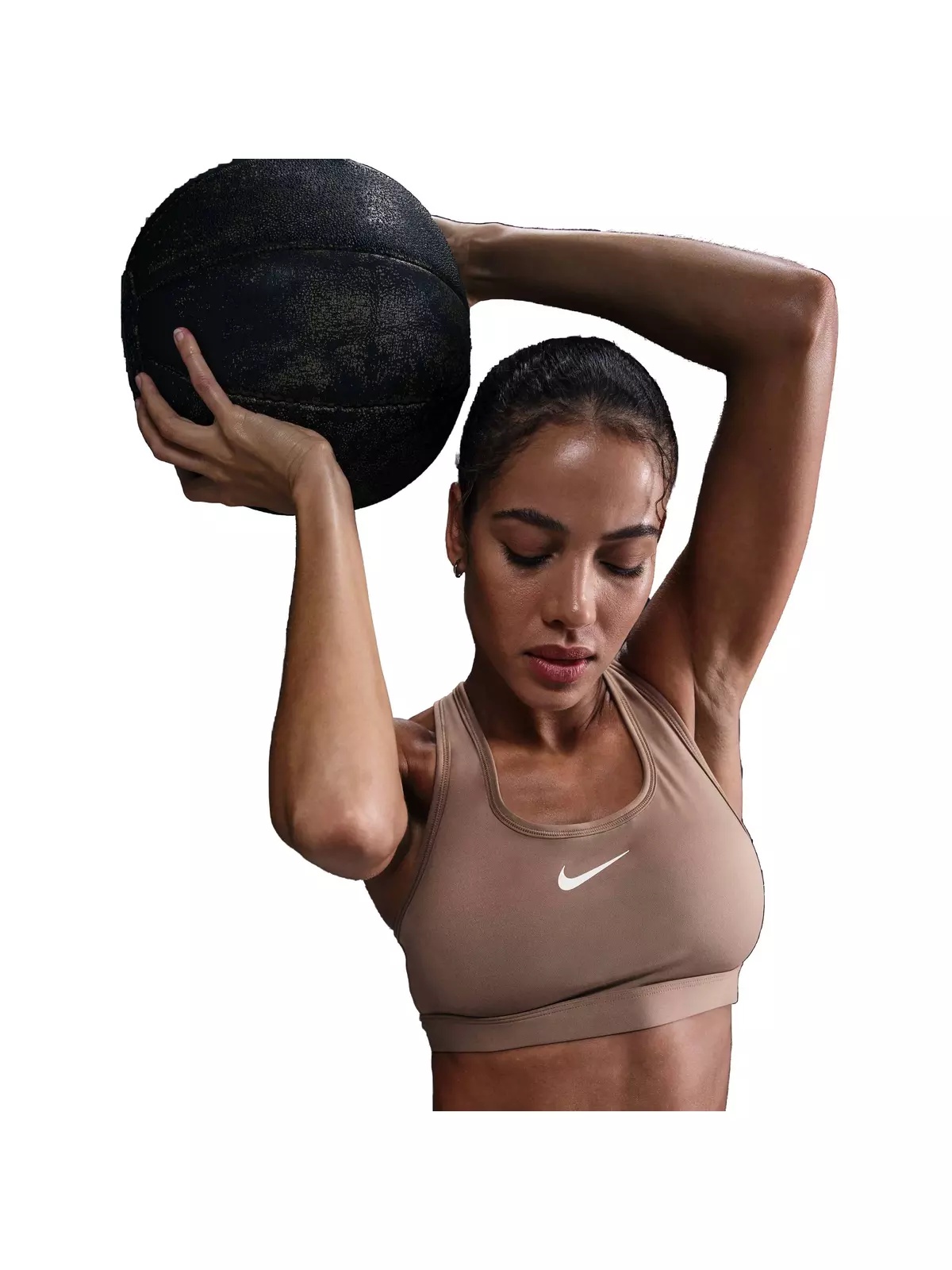 Women's Swoosh Medium Support Padded Sports Bra - Brown - 3