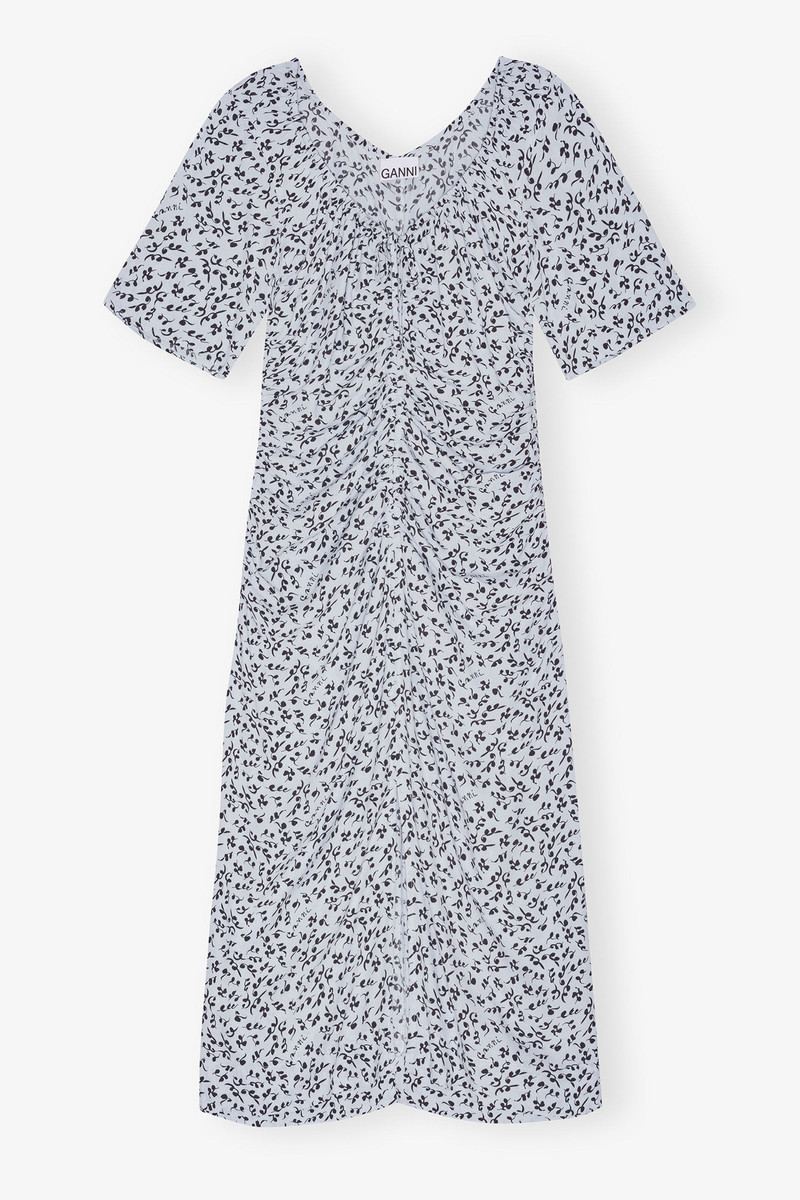 PRINTED CREPE U-NECK MIDI DRESS 1