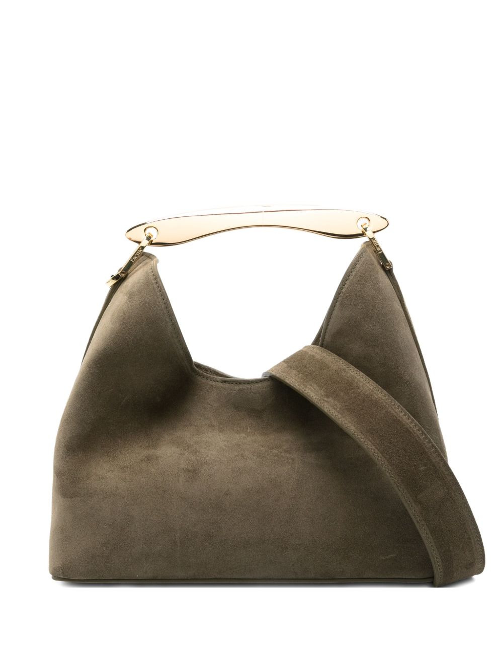 Boomerang curved-handle suede tote bag - 1