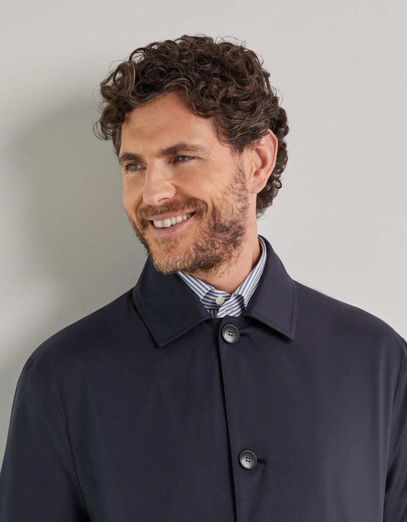 CANALI NUVOLA BLUE TECHNICAL FABRIC RAIN COAT WITH MEMBRANE 5