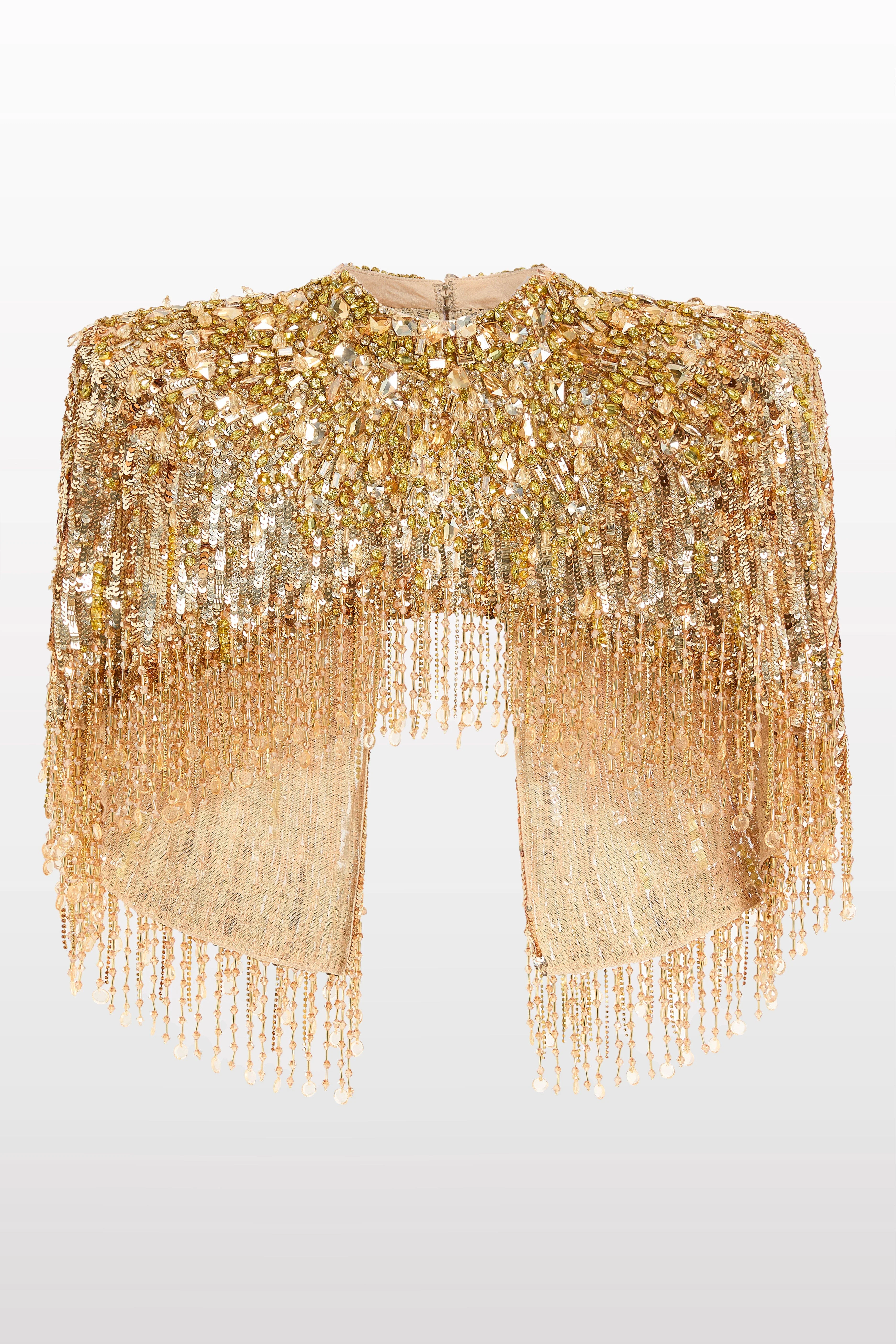 Jenny Packham Ellen Mock-neck Beaded Top in Illusion at Nordstrom - 1