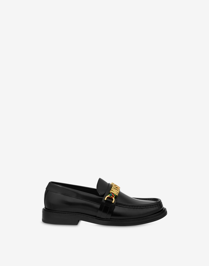 ABRASIVATO CALFSKIN LOAFERS LETTERING LOGO 2