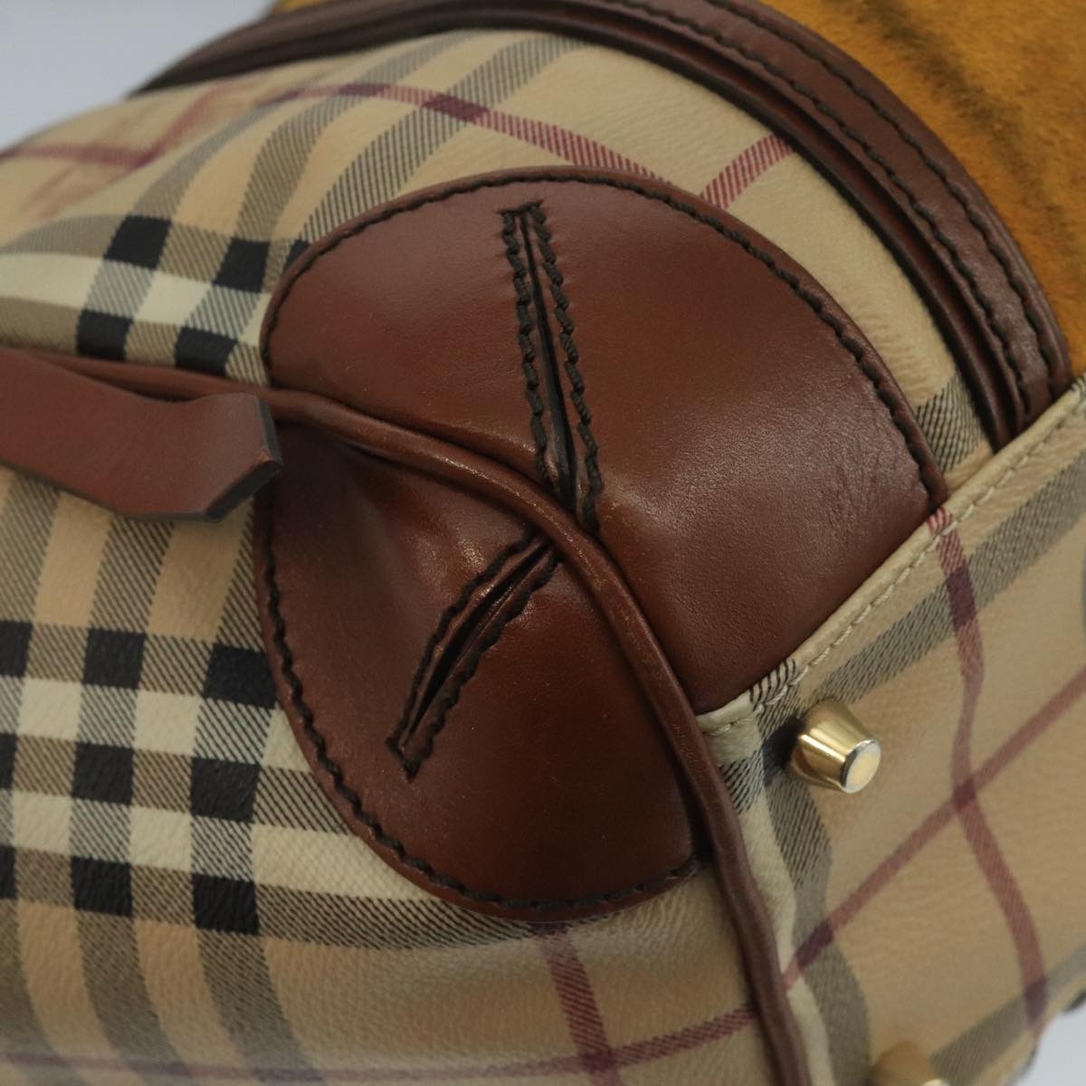 Burberry Nova Check Shoulder Bag Pvc Suede Beige Brown Gold - 16
