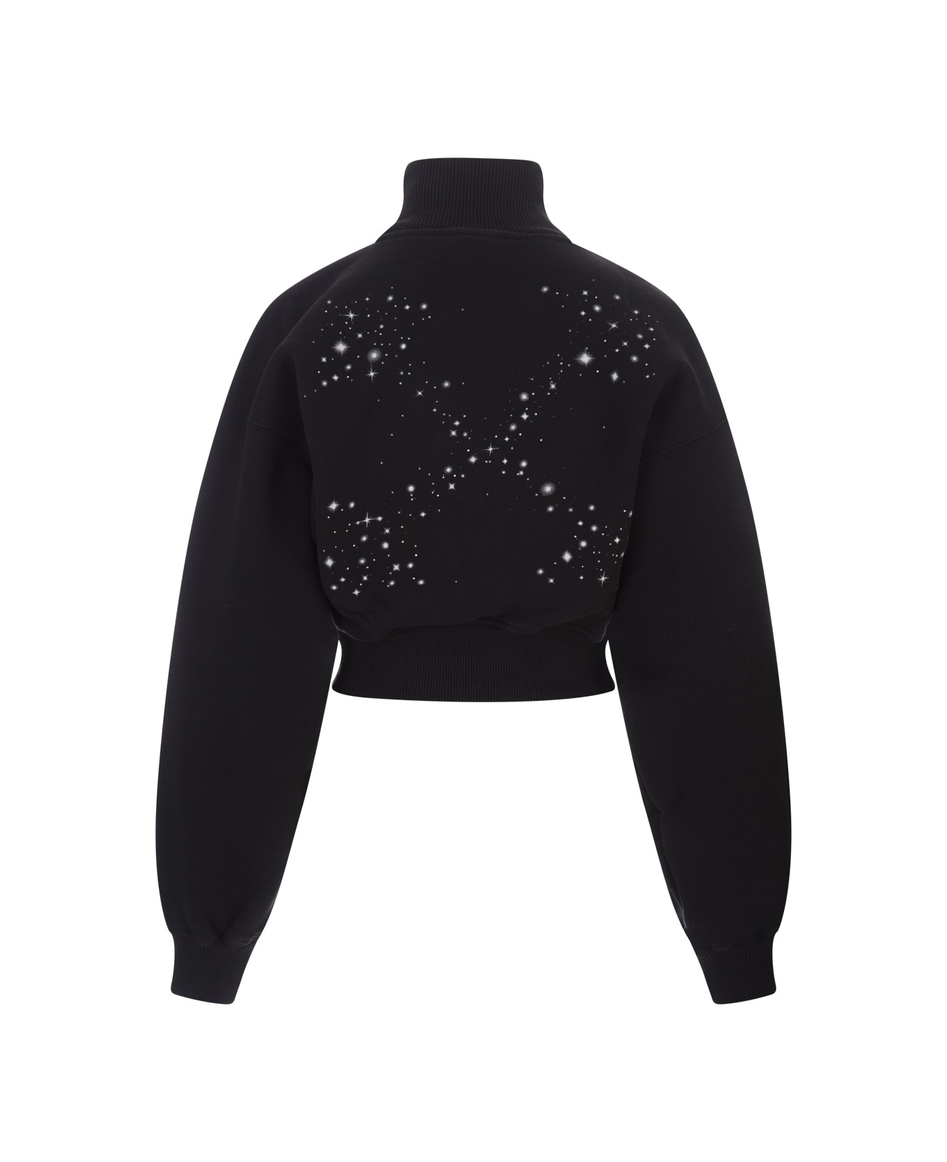 Black Zip-up Sweatshirt With Stars Arrows Motif - 2