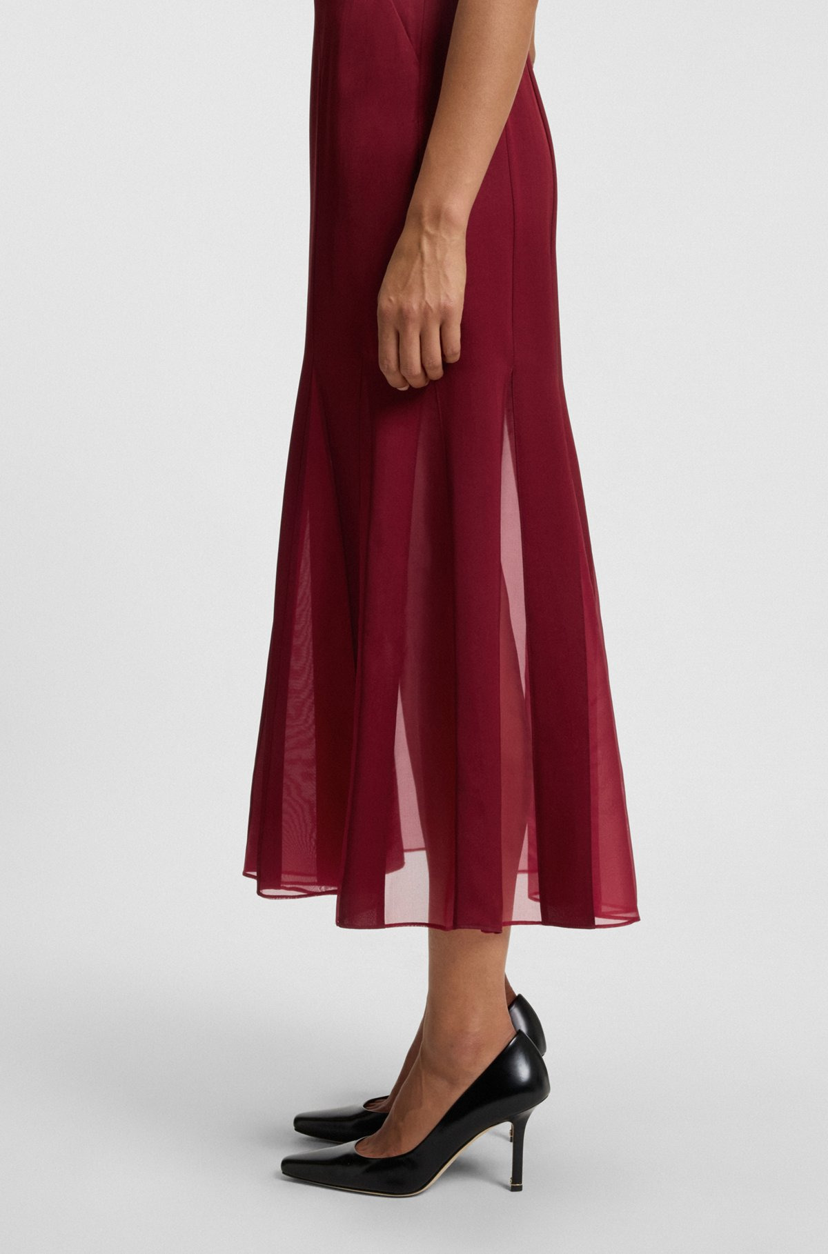 SATIN SLIP DRESS WITH SILK-ORGANZA INSERTS - 6