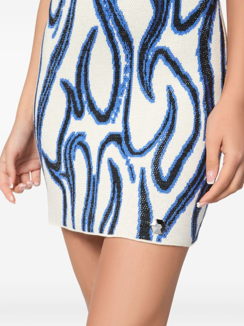 patterned-jacquard flame-motif mini dress 5