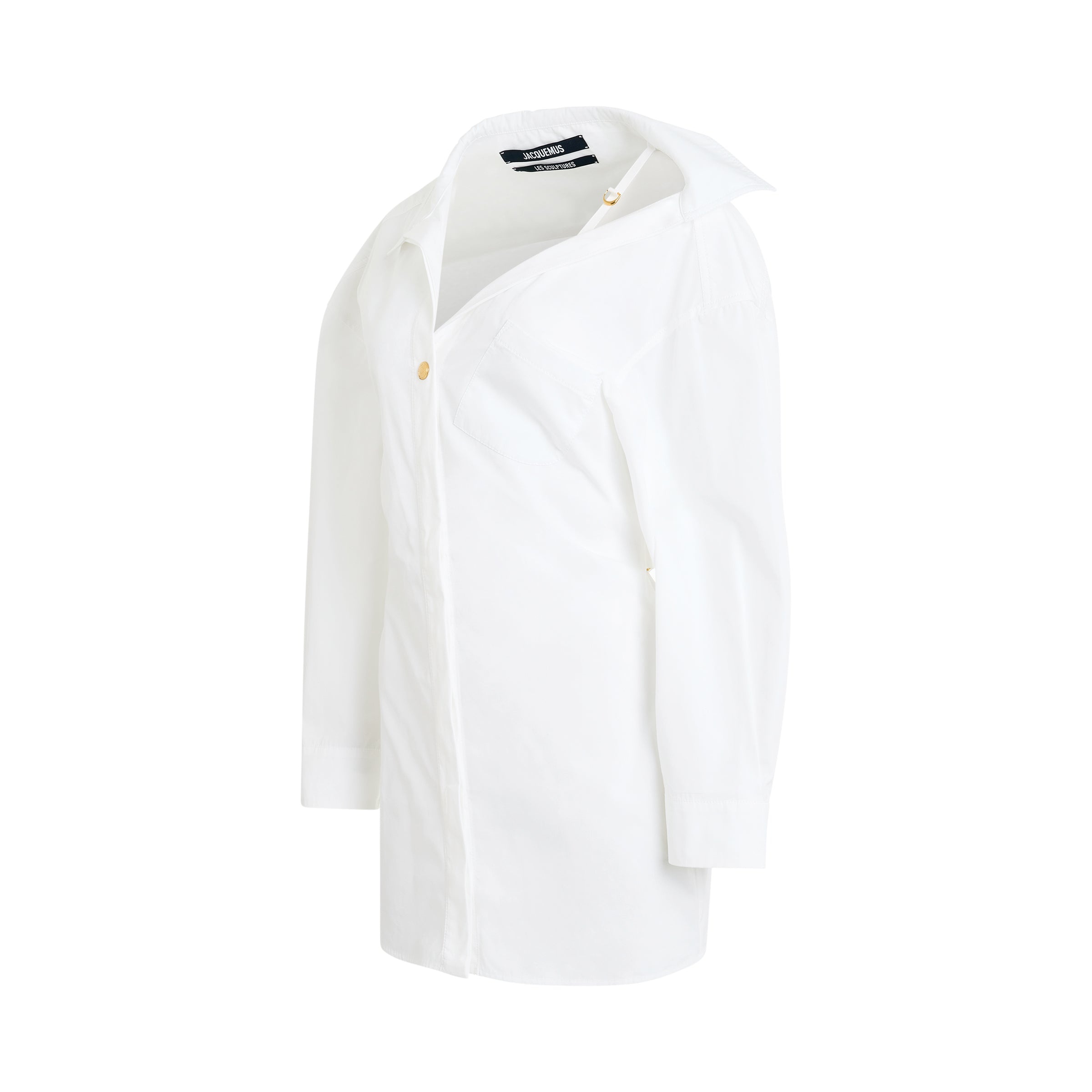 La Mini Robe Chemise Dress in White - 2