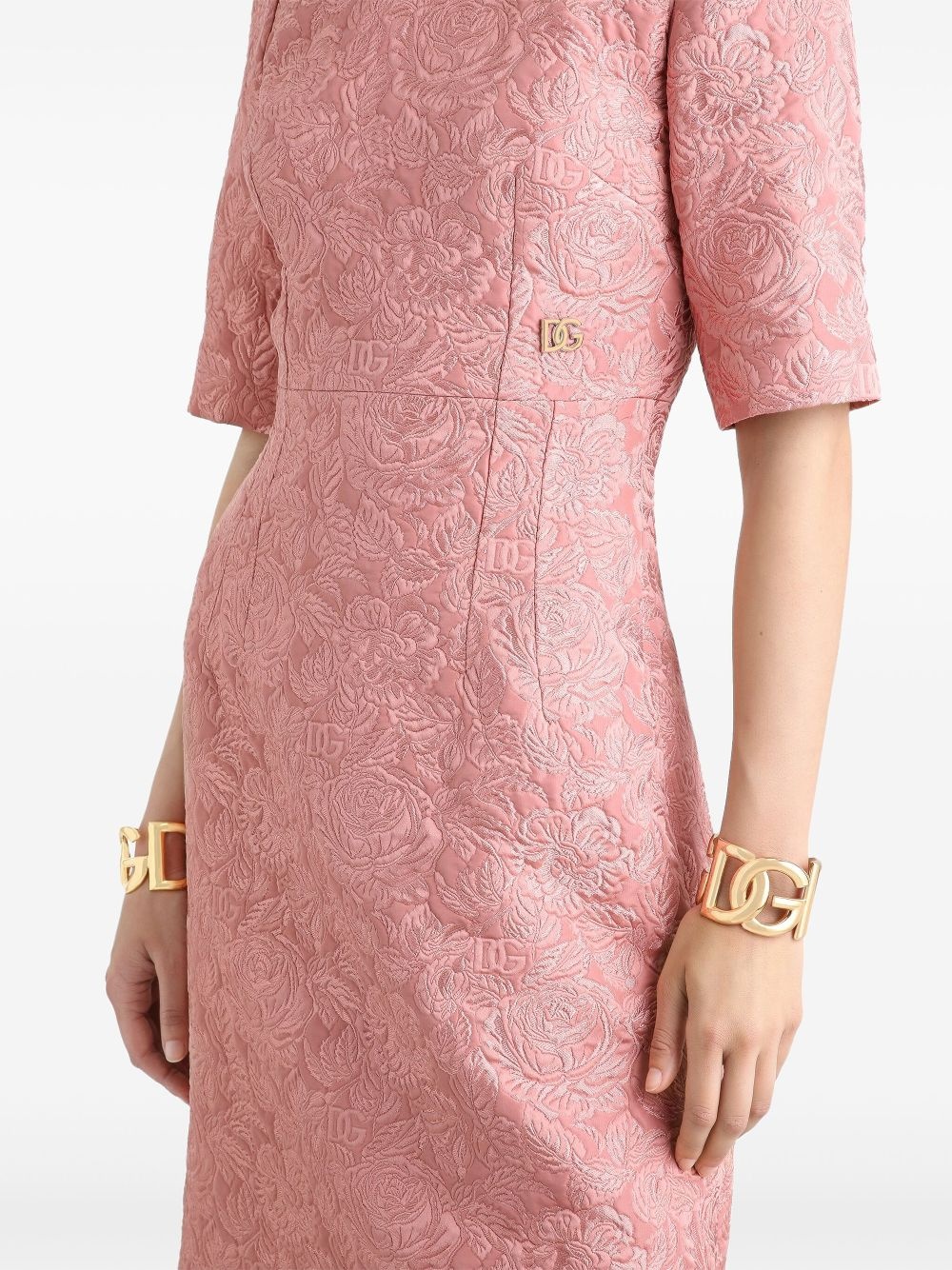 floral-jacquard midi dress - 5