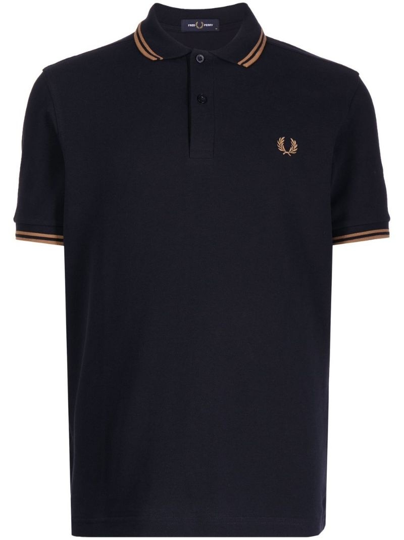 embroidered-logo short-sleeved polo shirt - 1