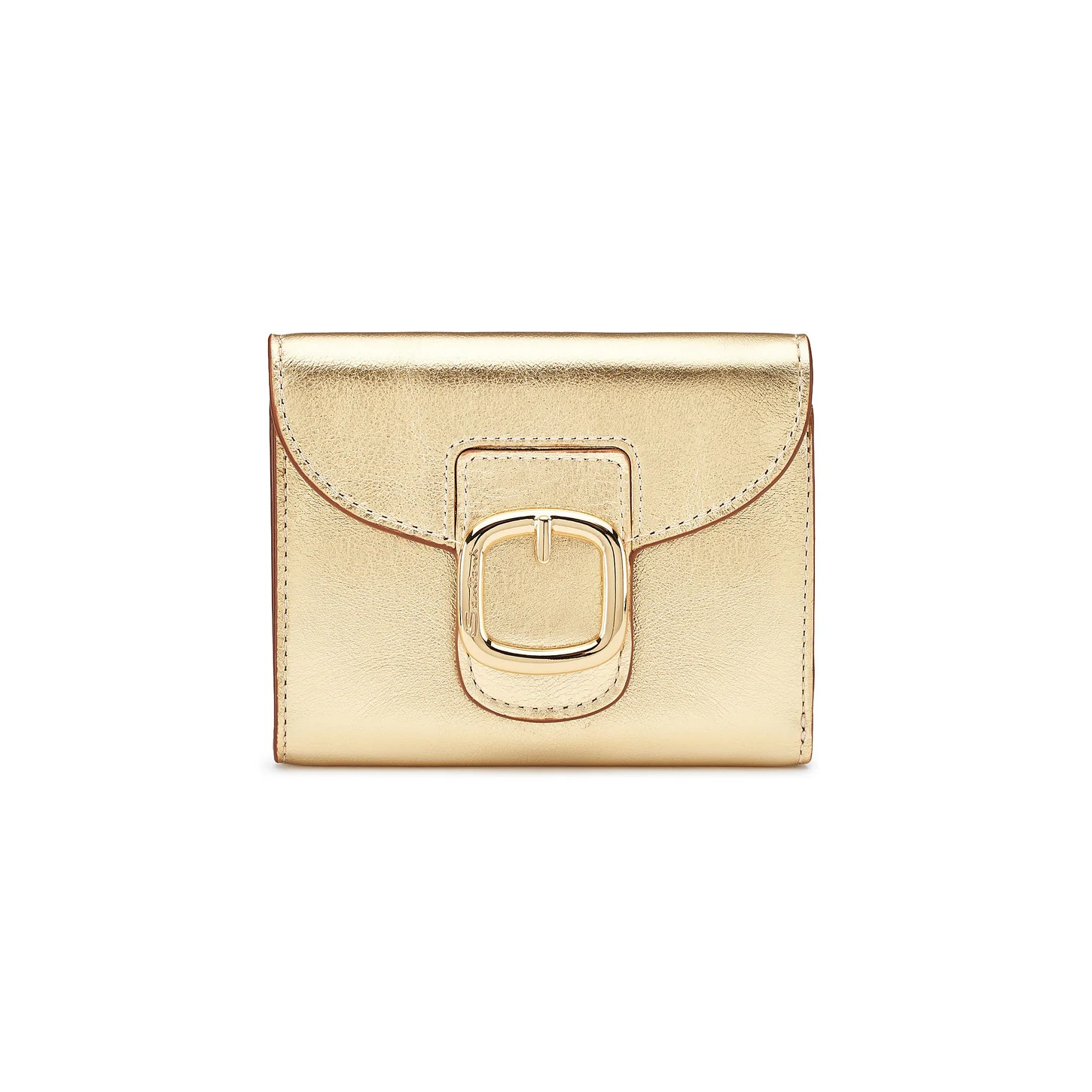 Gold laminated leather wallet with coin pocket - 1
