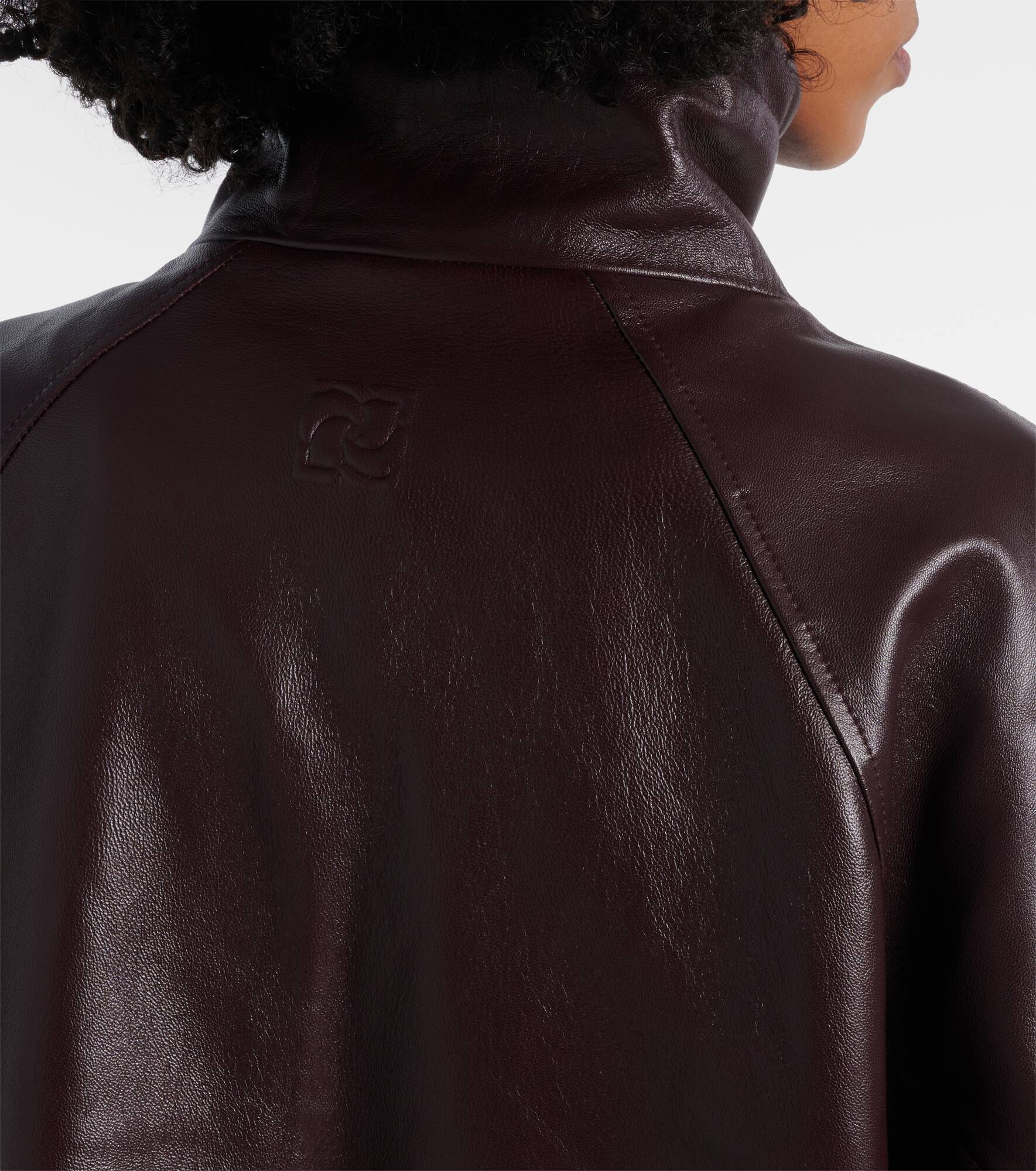 Oversized leather bomber jacket - 6