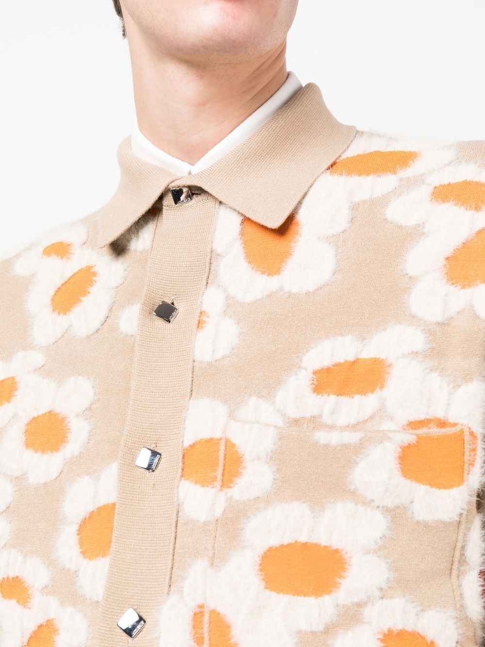 floral-print knitted jacket - 5
