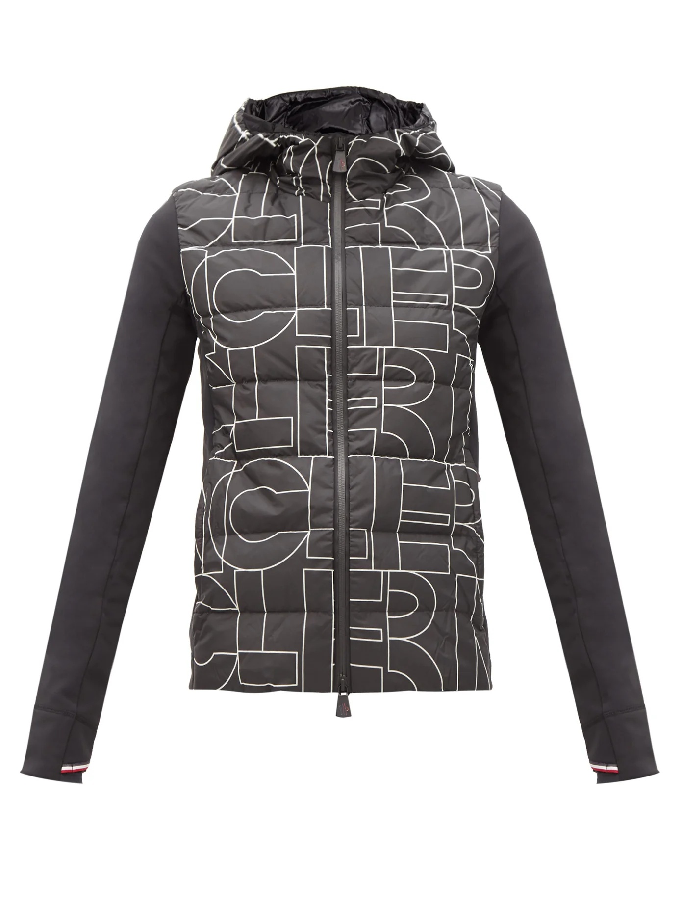 Logo-print jersey-sleeve mid-layer down jacket - 1