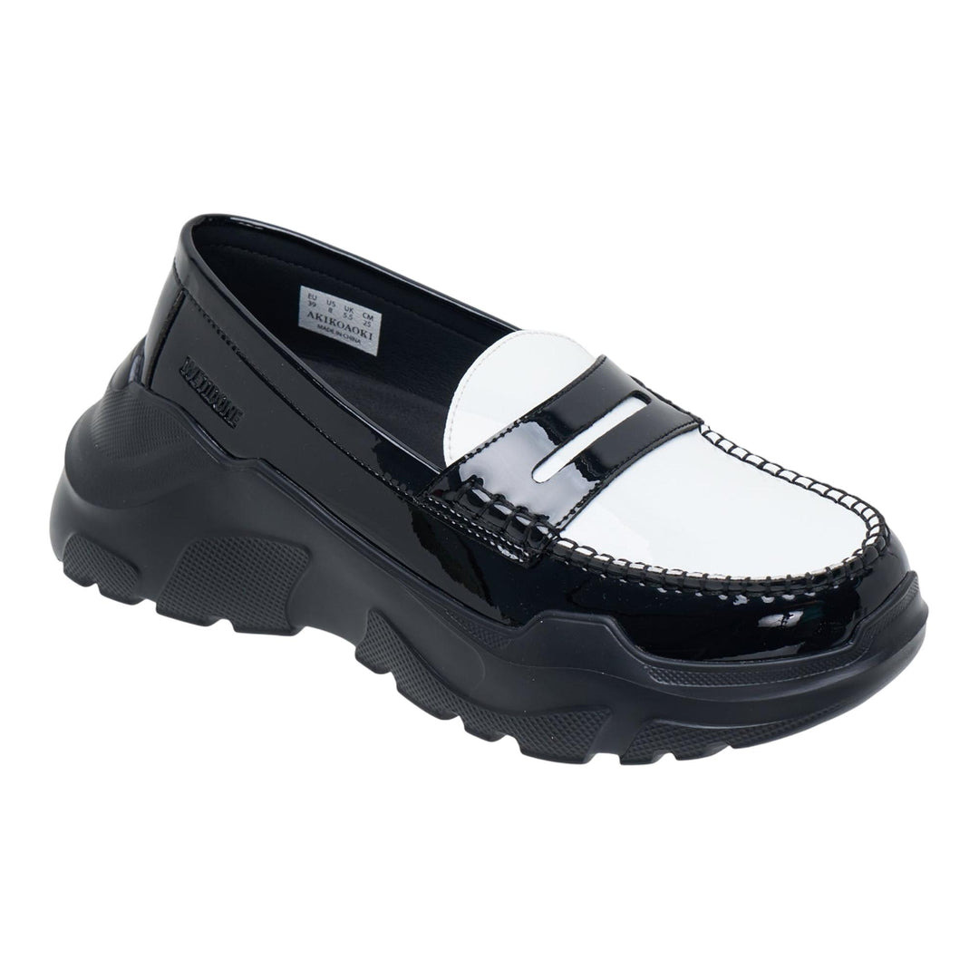 Black Womens Silver Studded Loafers - 2