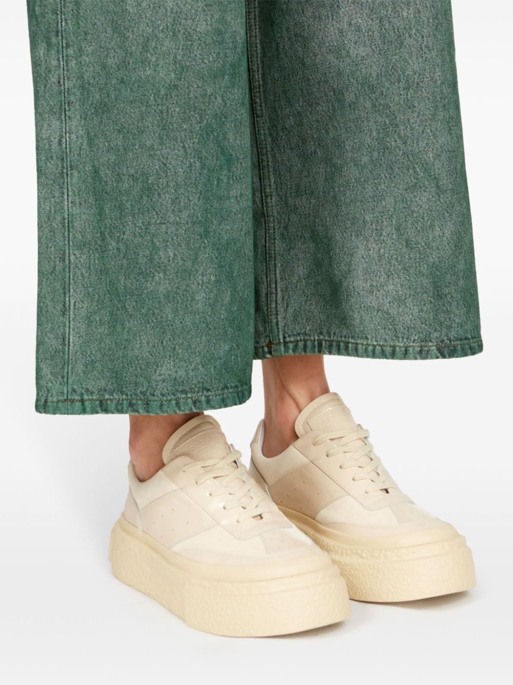 numbers-motif leather sneakers - 6