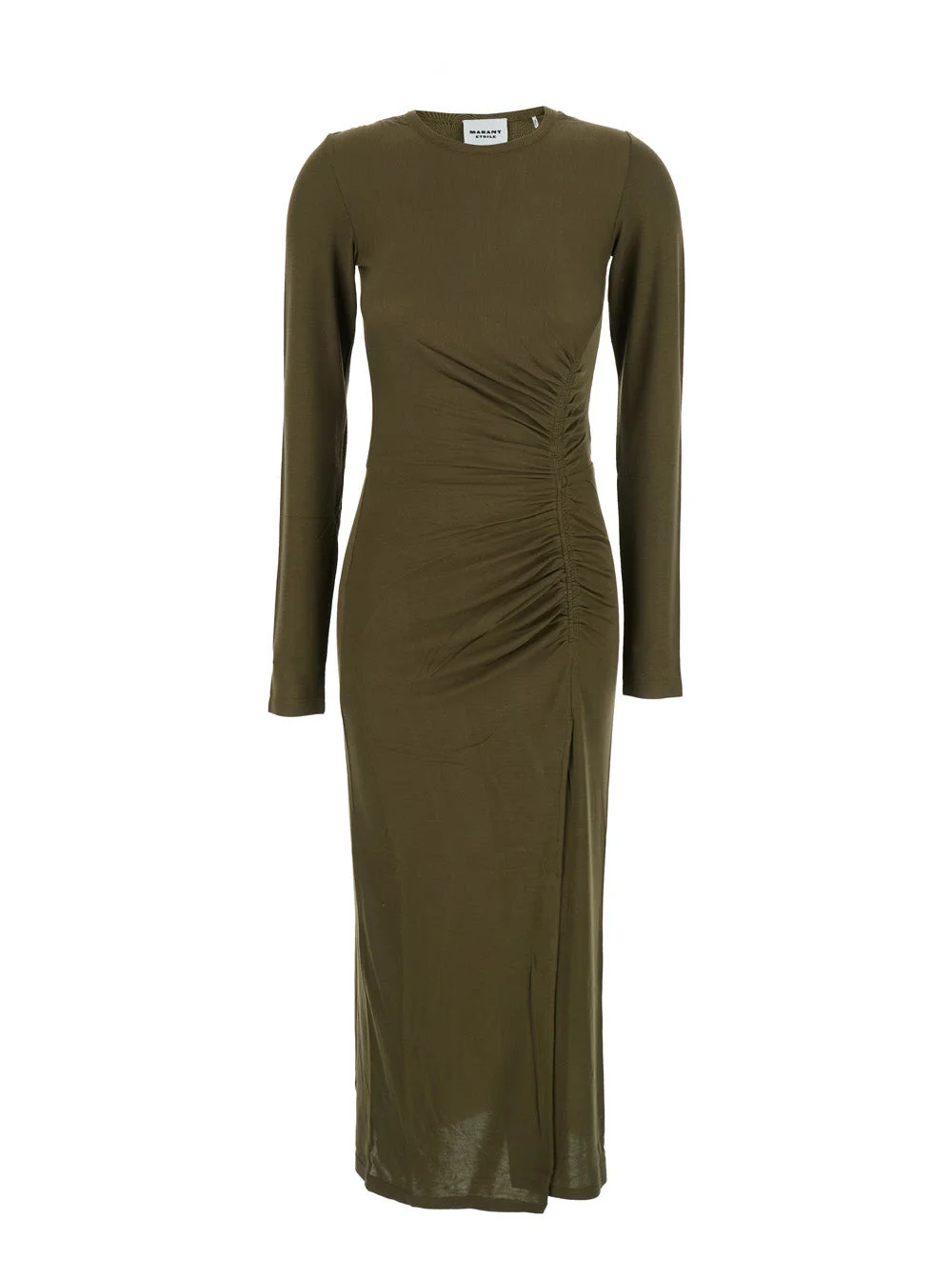 Isabel Marant Etoile Women 'Jelina' Green Midi Dress With Round Neck And Ruched Details In Modal Str - 1