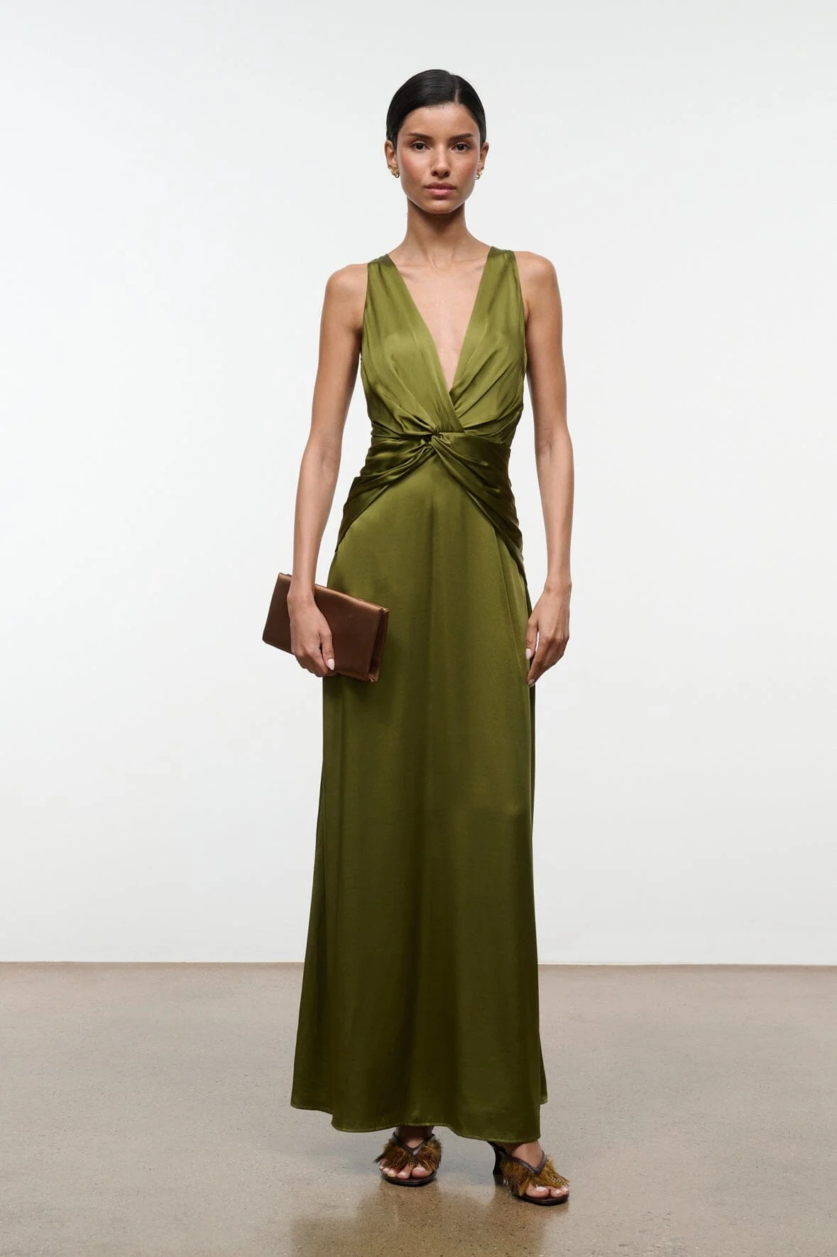 STAUD SELENE SILK DRESS PEAR - 1