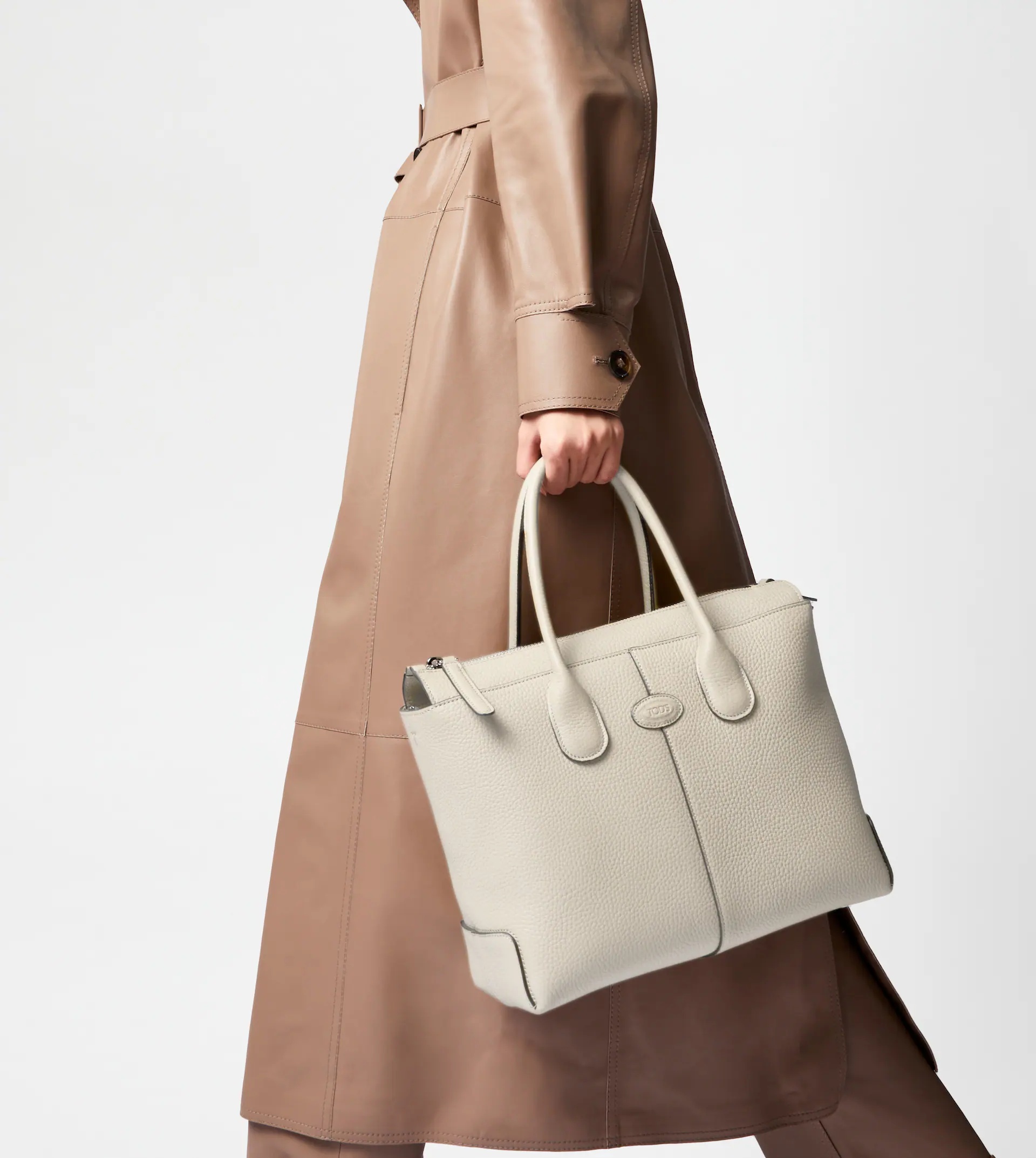 TOD'S DI BAG IN LEATHER MEDIUM - OFF WHITE - 6