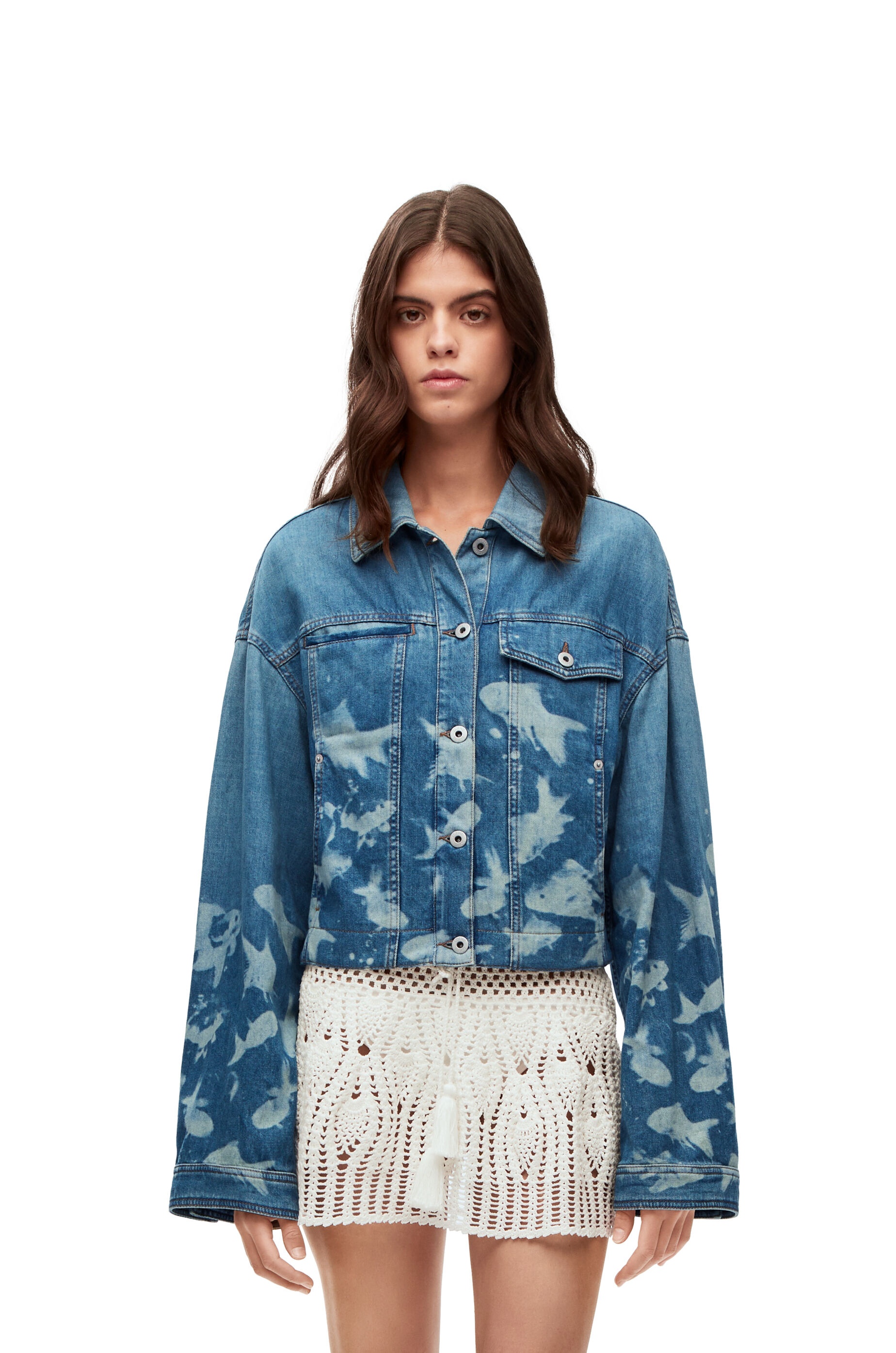 Fish cropped jacket in denim - 1