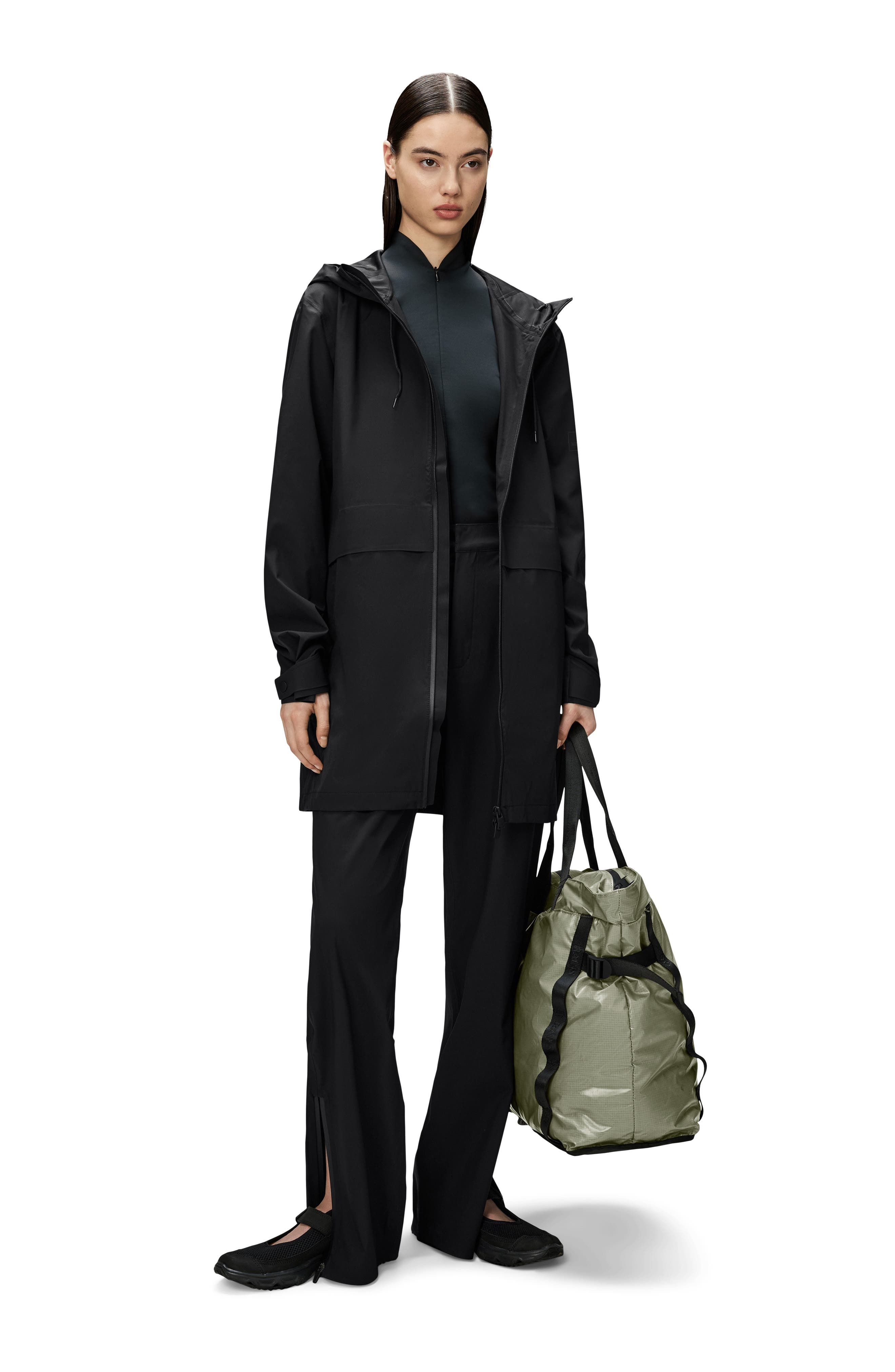 Rains Suva Hardshell Hooded Long Rain Jacket in Black at Nordstrom - 4