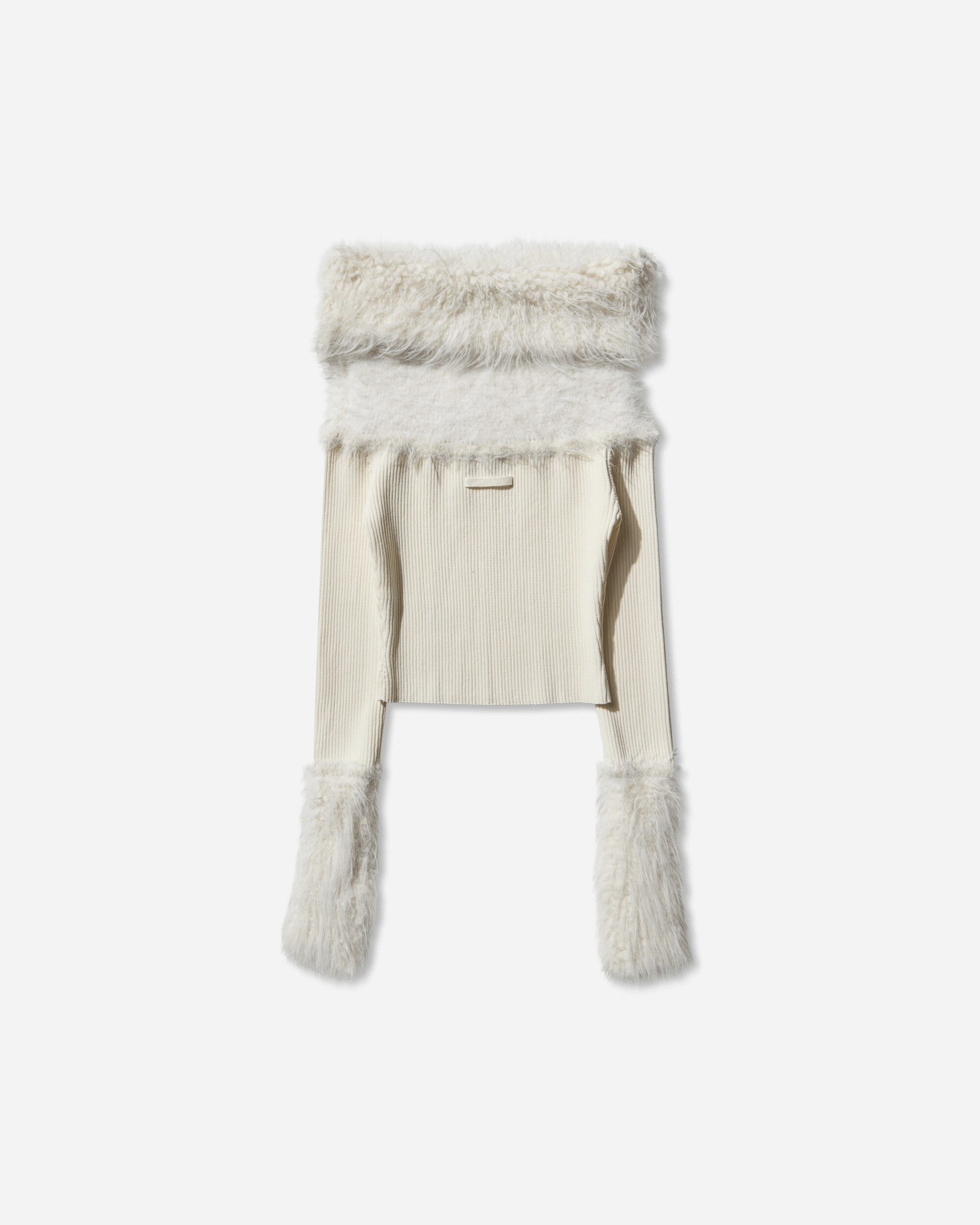 Women's Off-Shoulder Hairy Sweater Ecru - 2