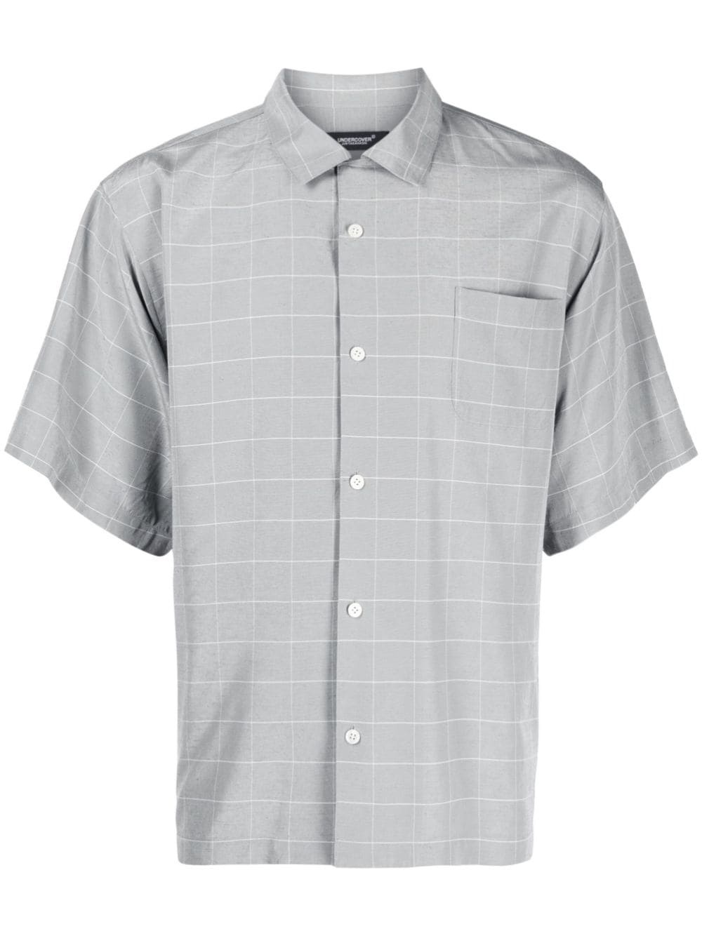 check-pattern silk-blend shirt - 1