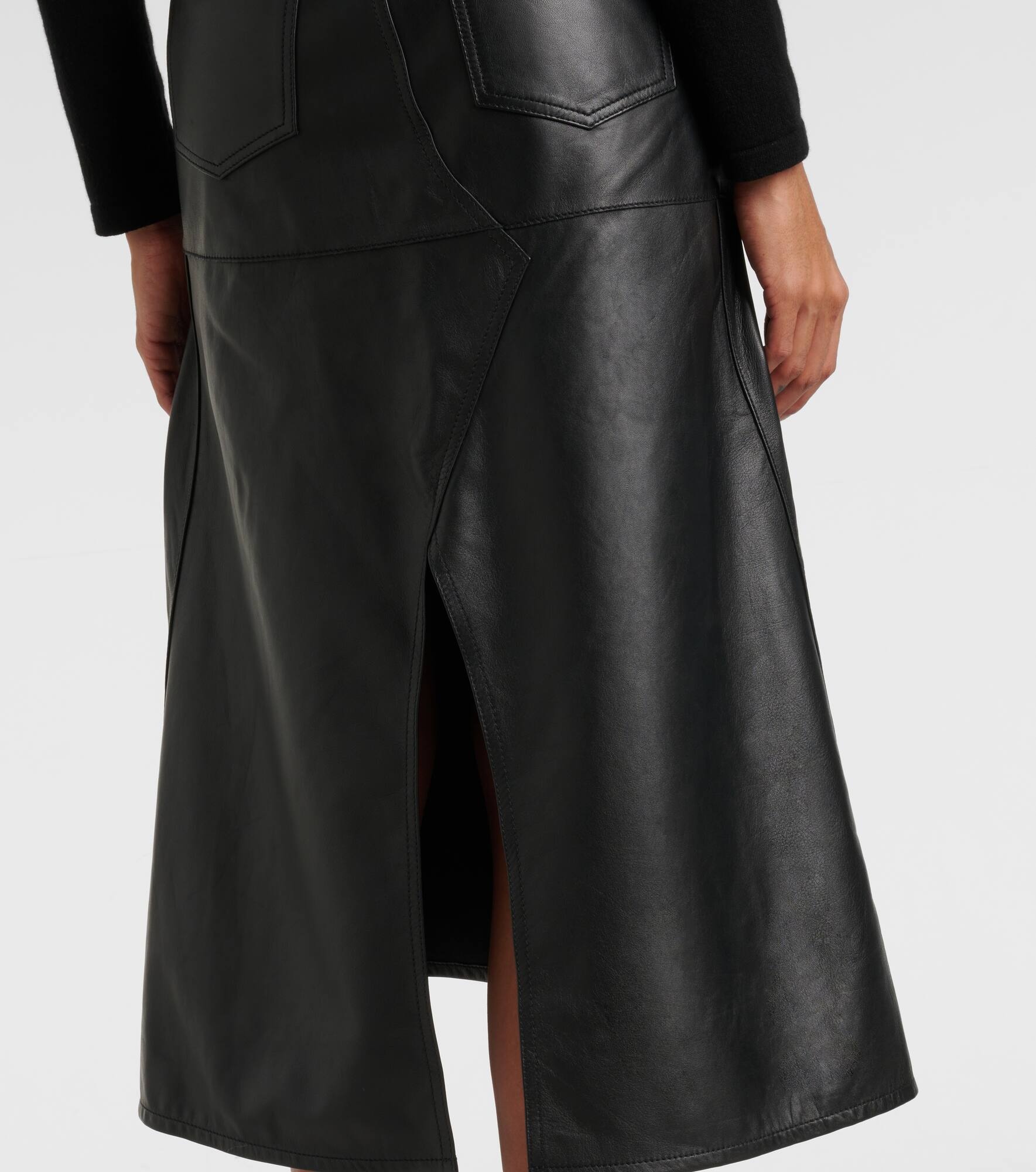 Leather midi skirt - 5