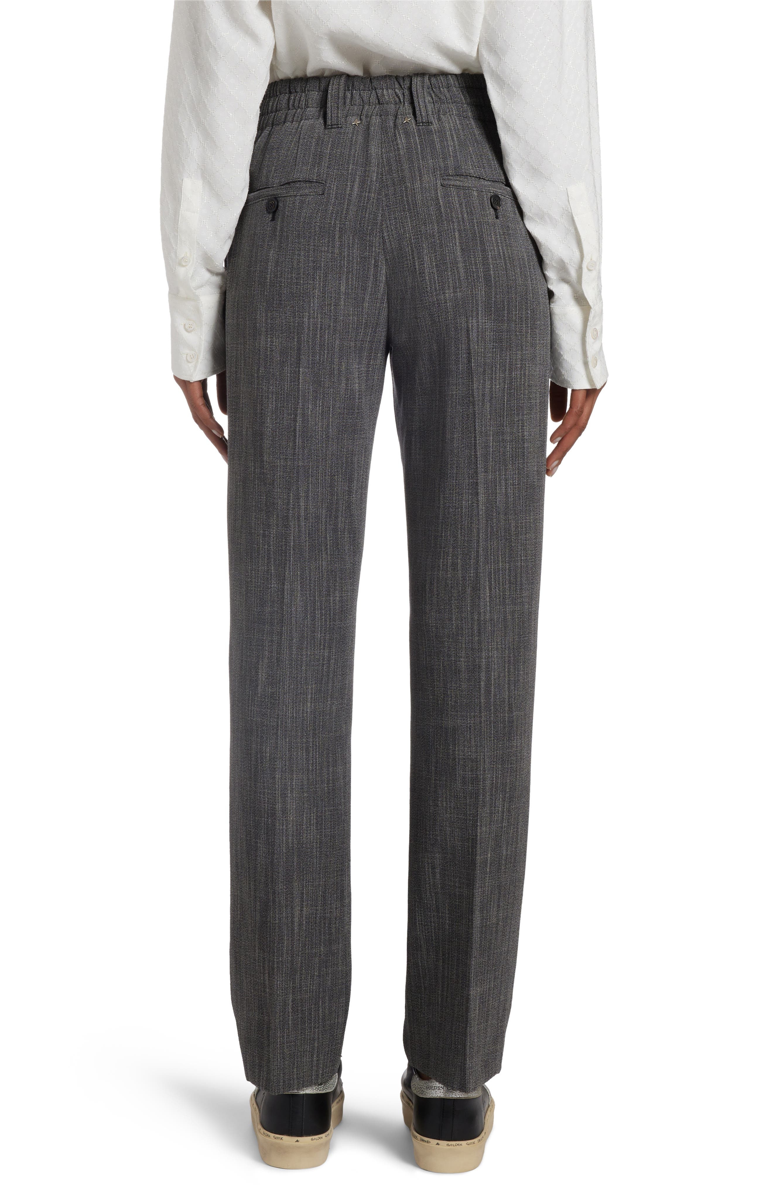 Golden Goose Mélange Tapered Virgin Wool Blend Trousers in Grey/White at Nordstrom - 3