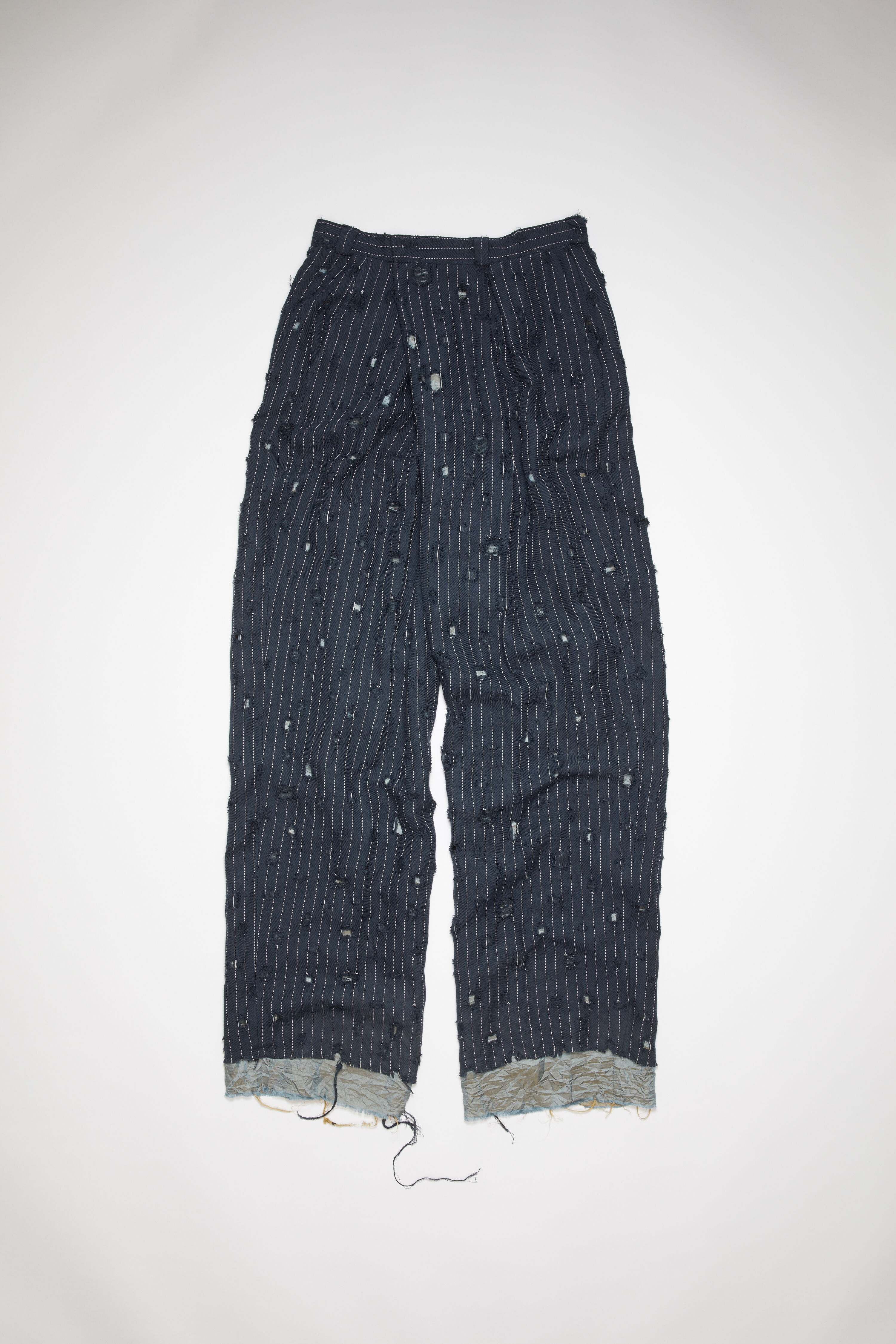 Distressed tailored trousers - Navy - 1