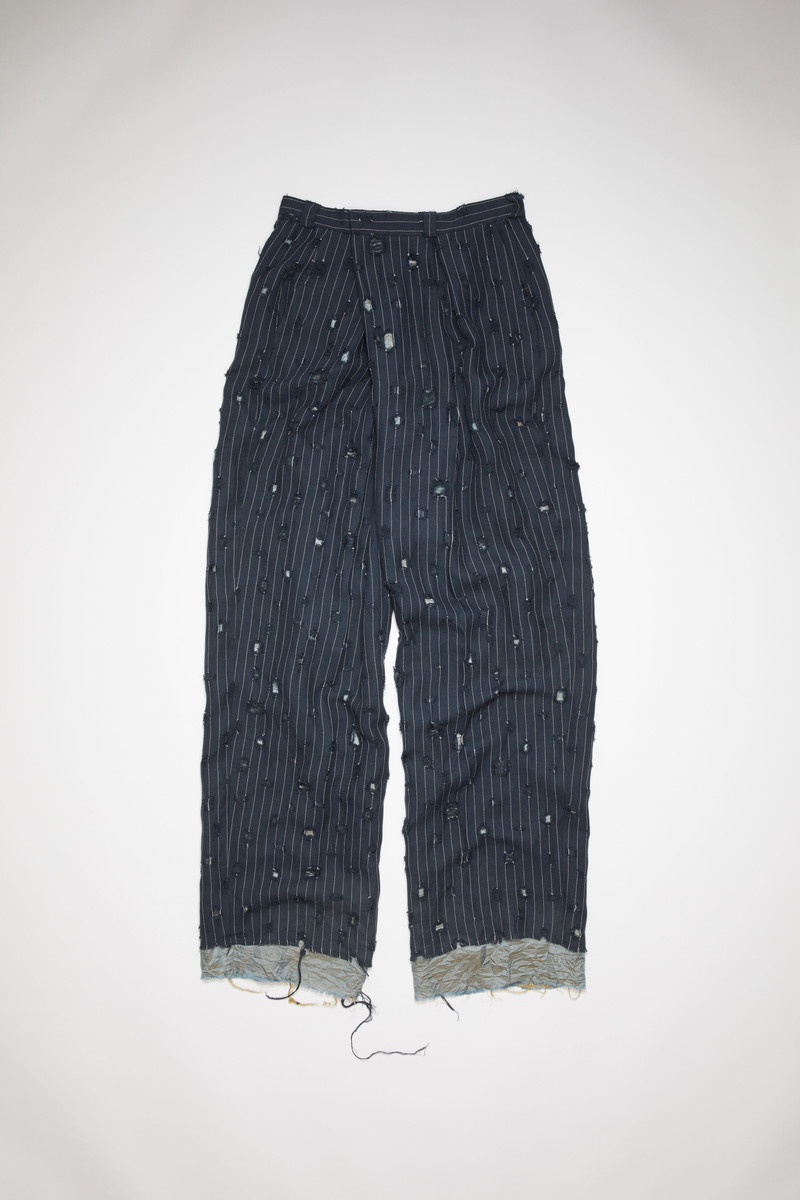Distressed tailored trousers - Navy 1