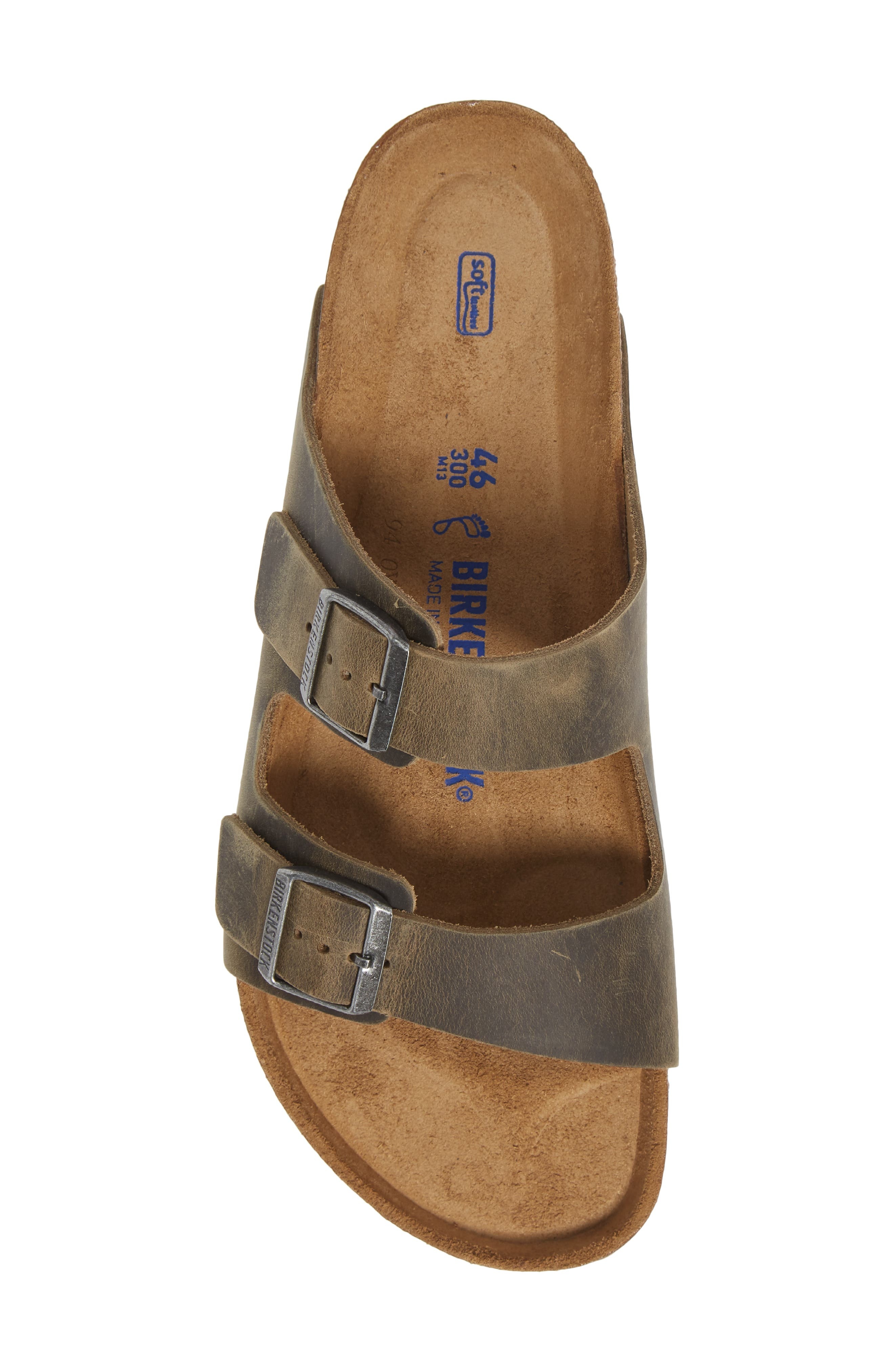 Birkenstock Arizona Soft Slide Sandal in Faded Khaki Oiled Leather at Nordstrom - 5