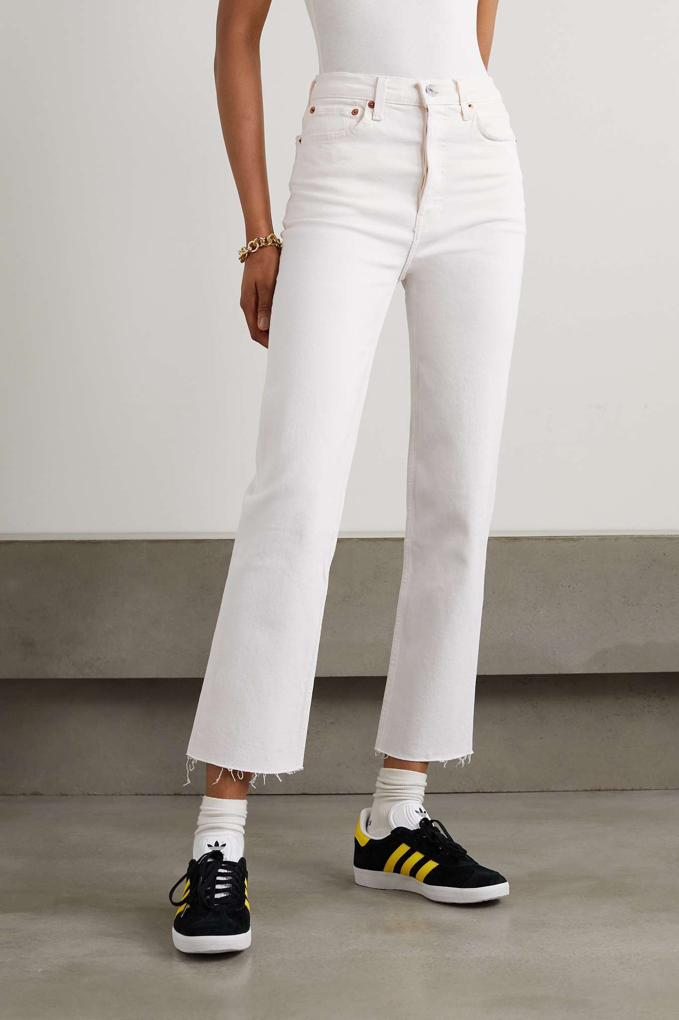 70s Stove Pipe cropped distressed high-rise straight-leg jeans - 3