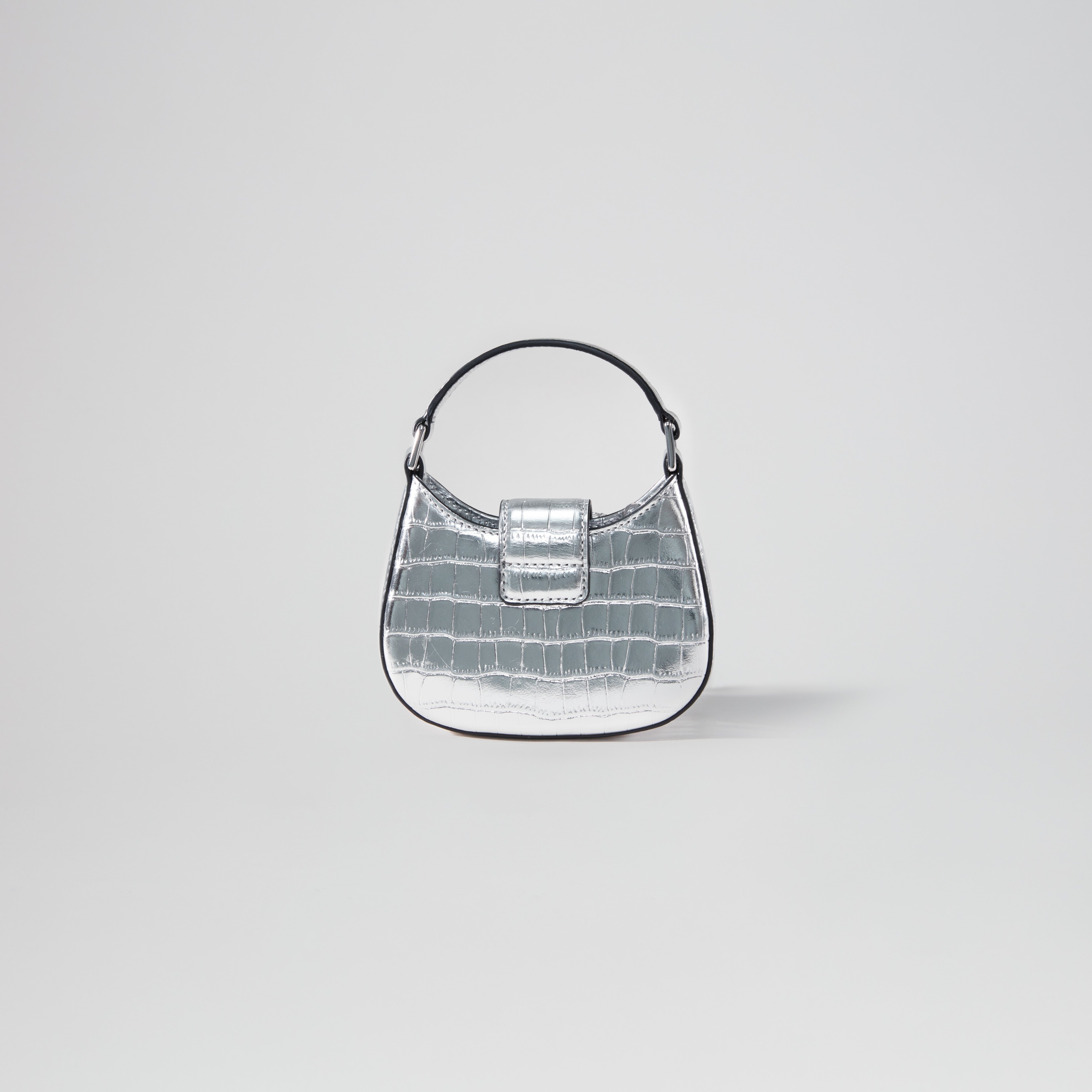 Silver Croc Crescent Bow Micro Bag - 3