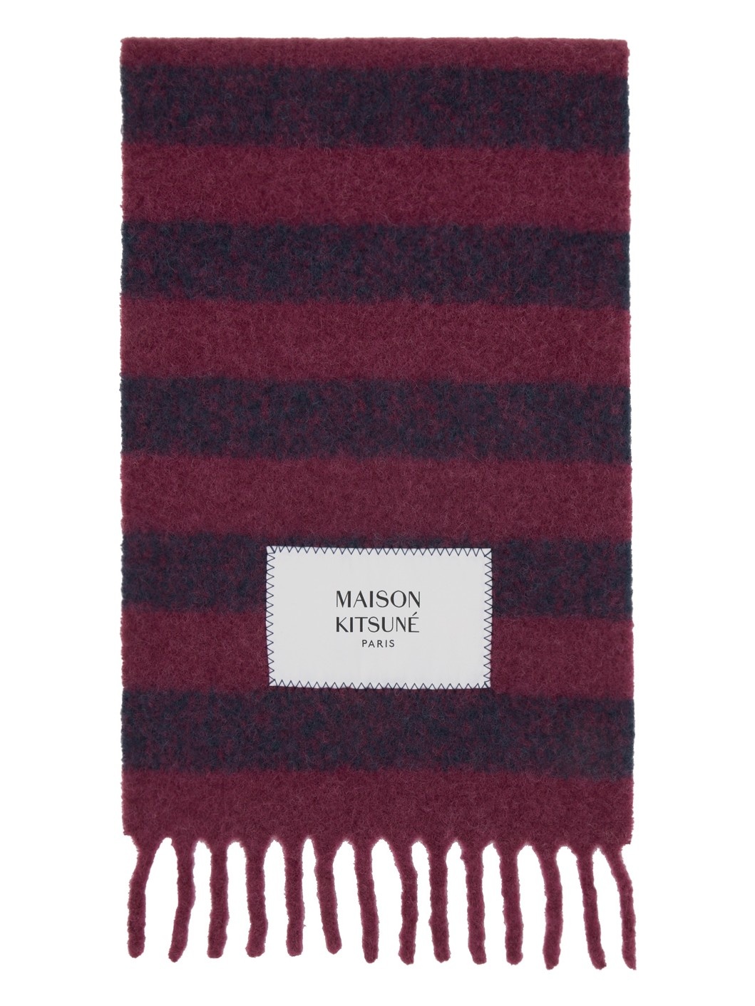 Burgundy & Navy Striped Scarf - 1